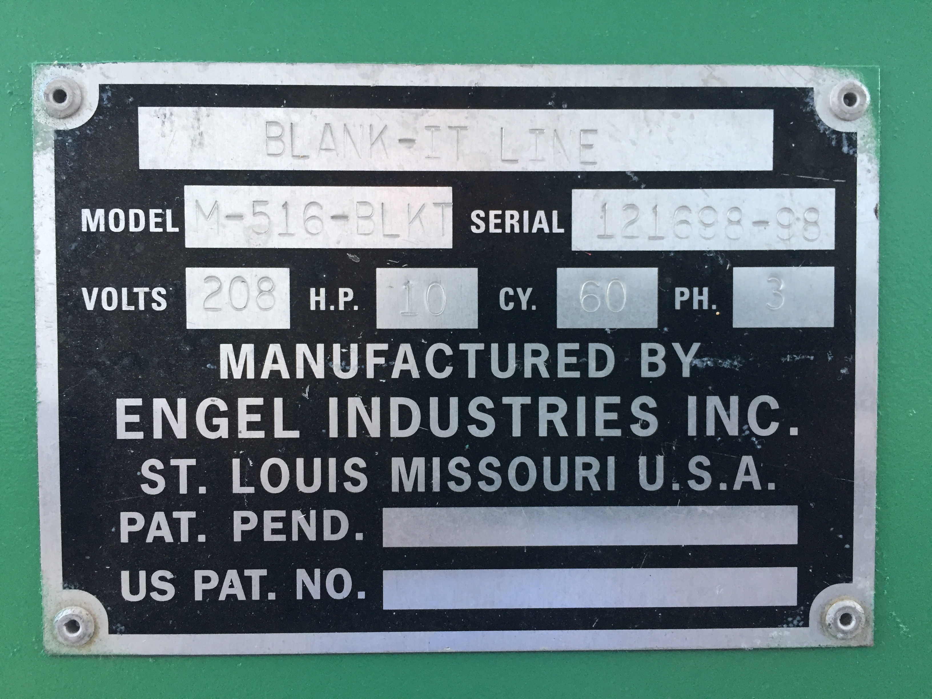 Used 60” x 16 Ga. Engel Blank-it Cut-To-Length Line