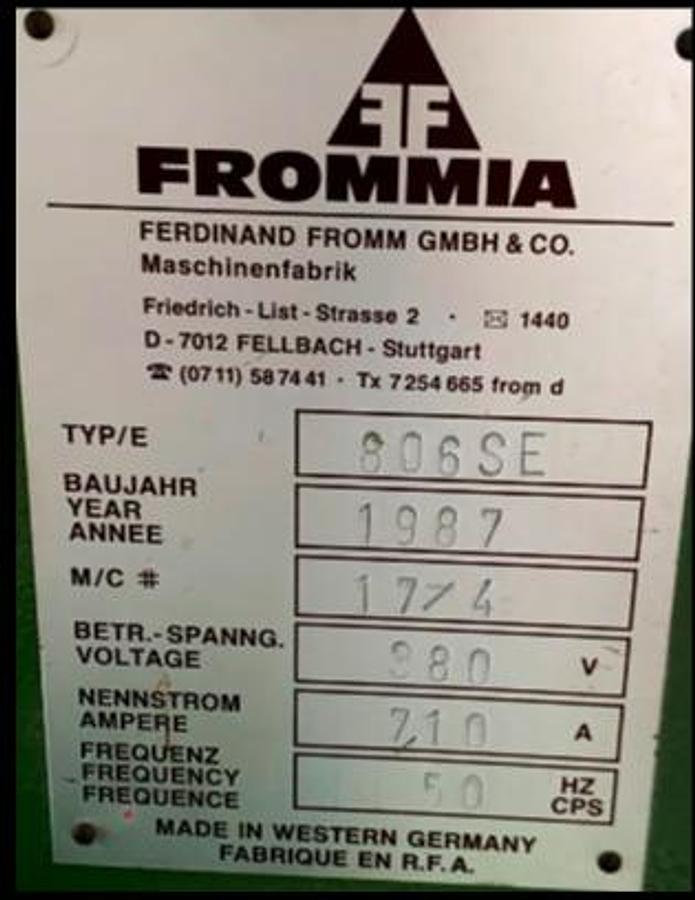 Gebraucht Scheibenschleifmaschine, Fabrikat FROMMIA, Typ 806 SE,