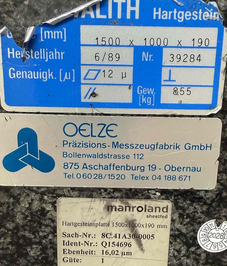 Gebraucht Hartgesteinplatte OELZE, aus Novalith