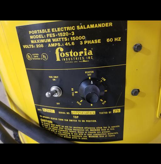 Used Fostoria FES 1520-3, 15KW Salamander Portable Heater
