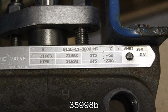 Used Neles Jamesbury 6" Hand Operated Wafer Sphere Butterfly Valve, 815L 11 3600 MT #35998