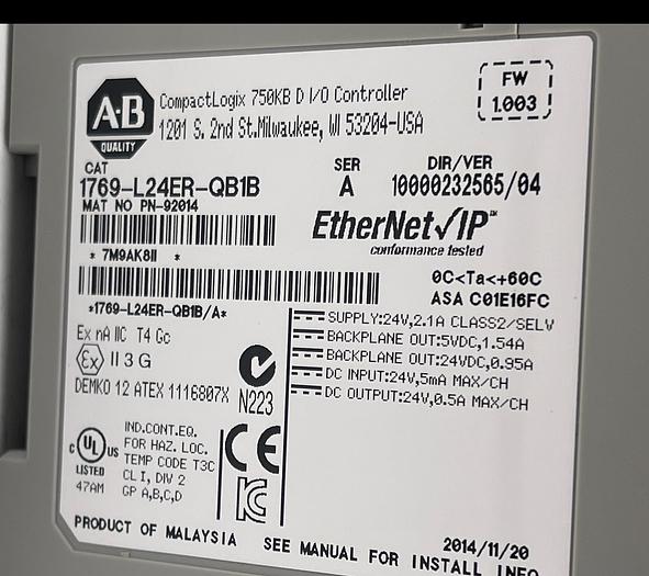 Used Allen-Bradley 1769-L24ER-QB1B Ser A