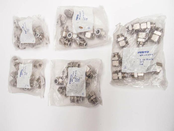 Used Festo QSSF-1/4-3/8-U Push In Connectors Lot of 68 NEW (3929)