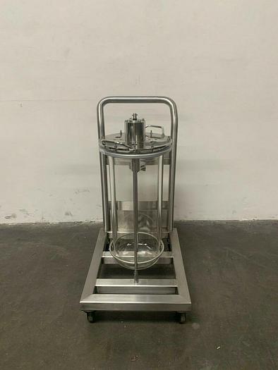 Used Applikon 30 Liter Glass Reactor w/ Stainless Steel Rolling Cart