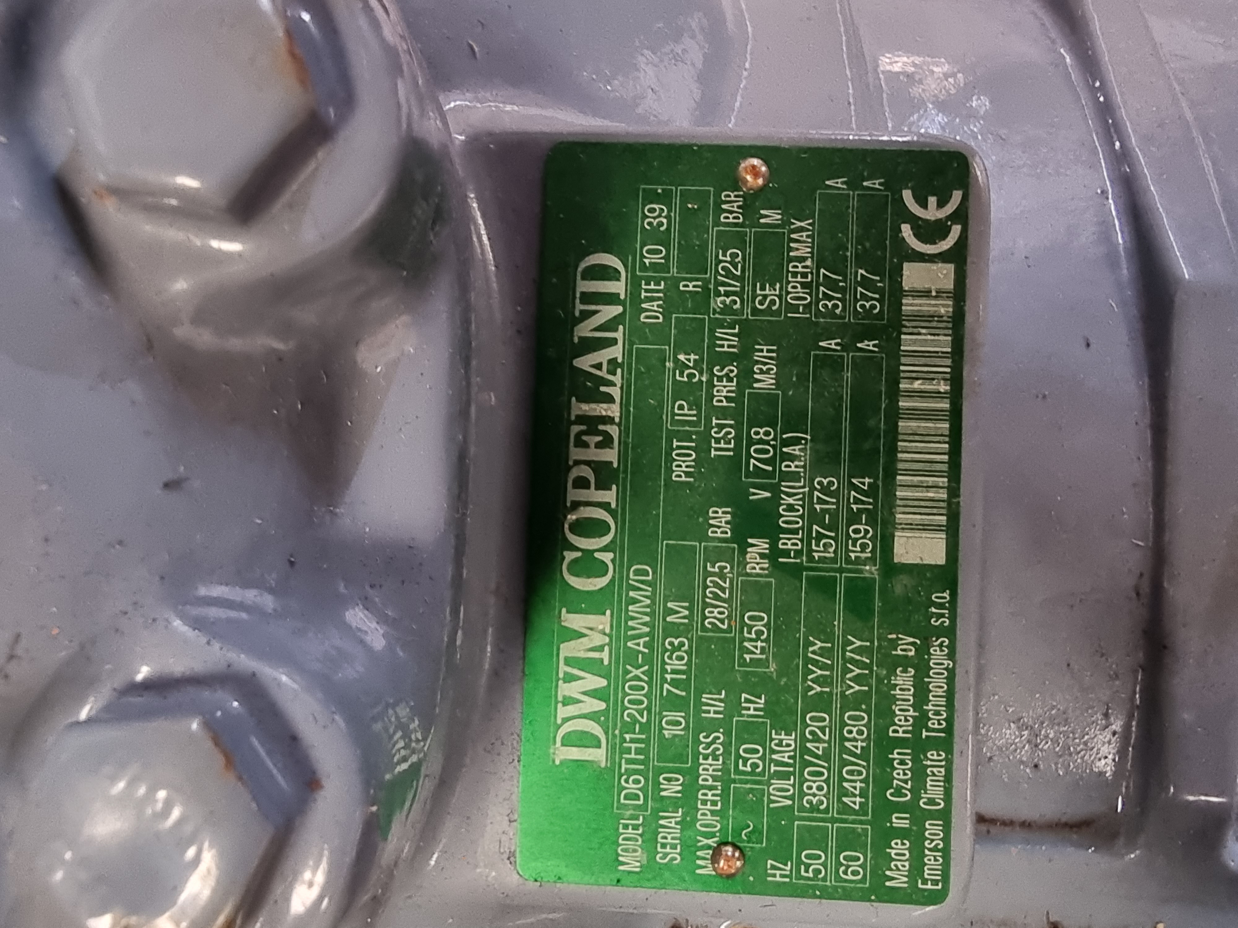 DWM Copeland D6TH1-200X-AWM/D Refrigeration Compressor