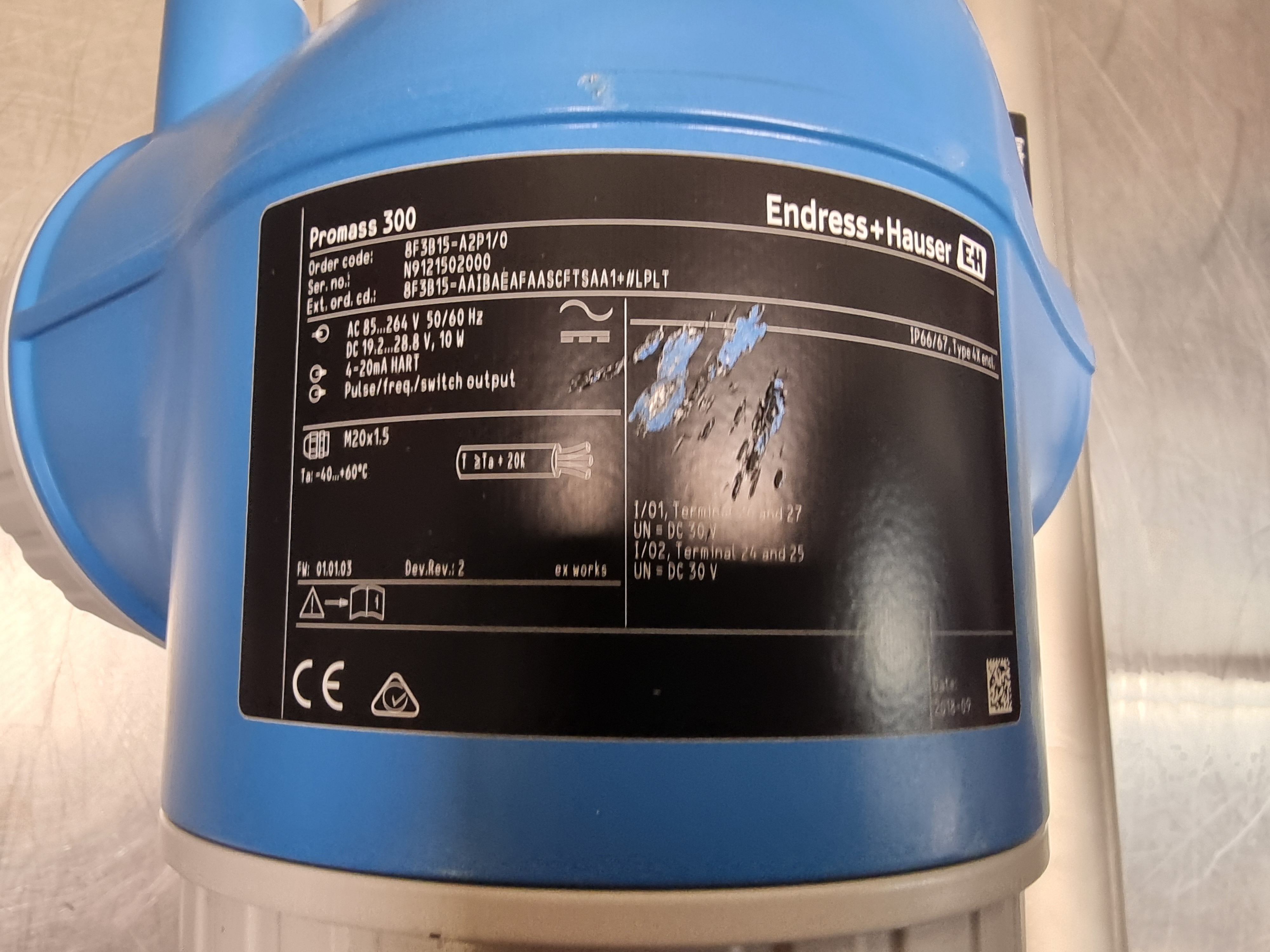 Endress Hauser Promass F Coriolis Flowmeter 8F3B15-A2P1/0 | DN15 / 1/2" Tri Clamp
