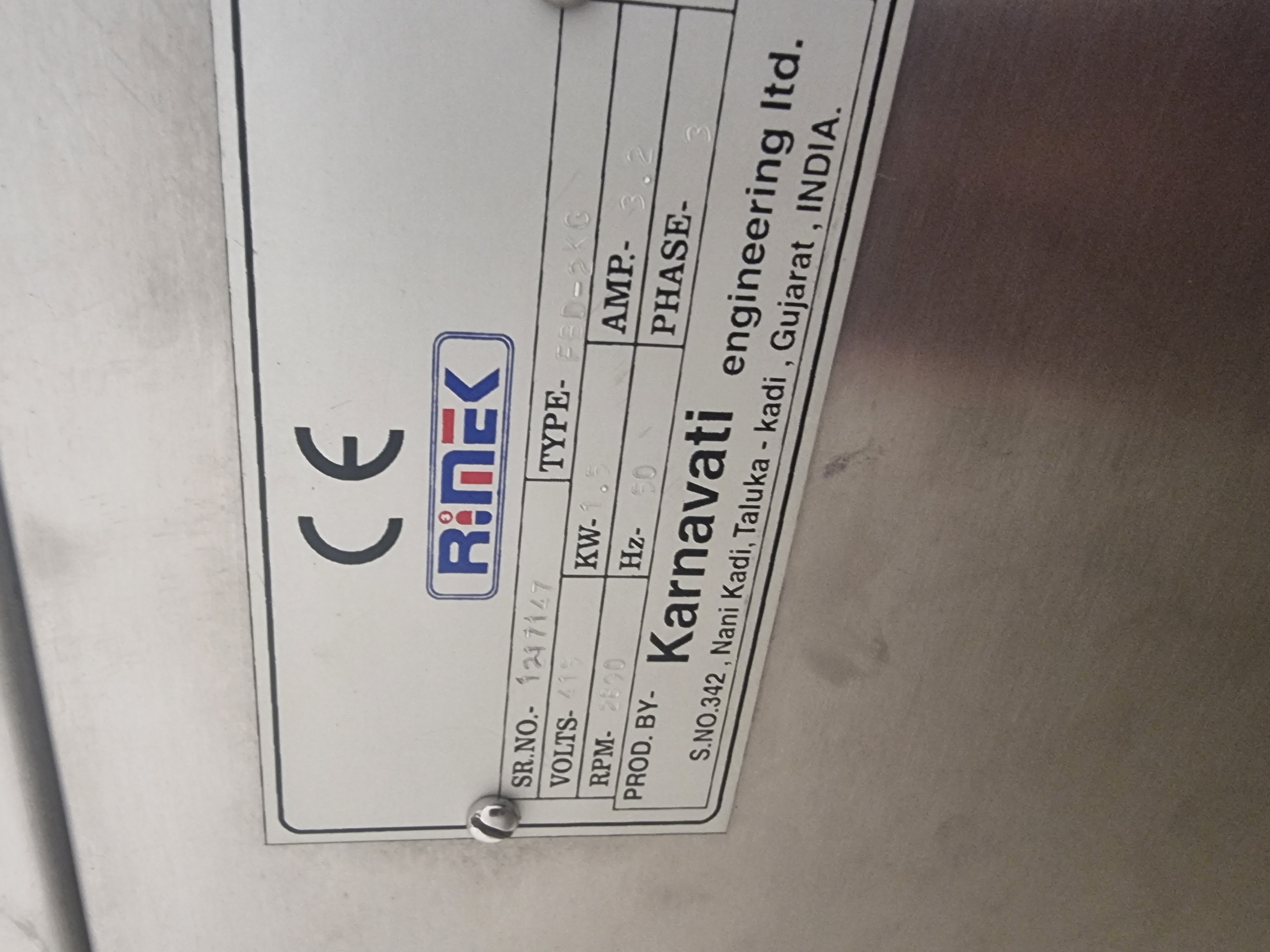 Used Rimek Karnavati FBD-2KG Fluid Bed Dryer
