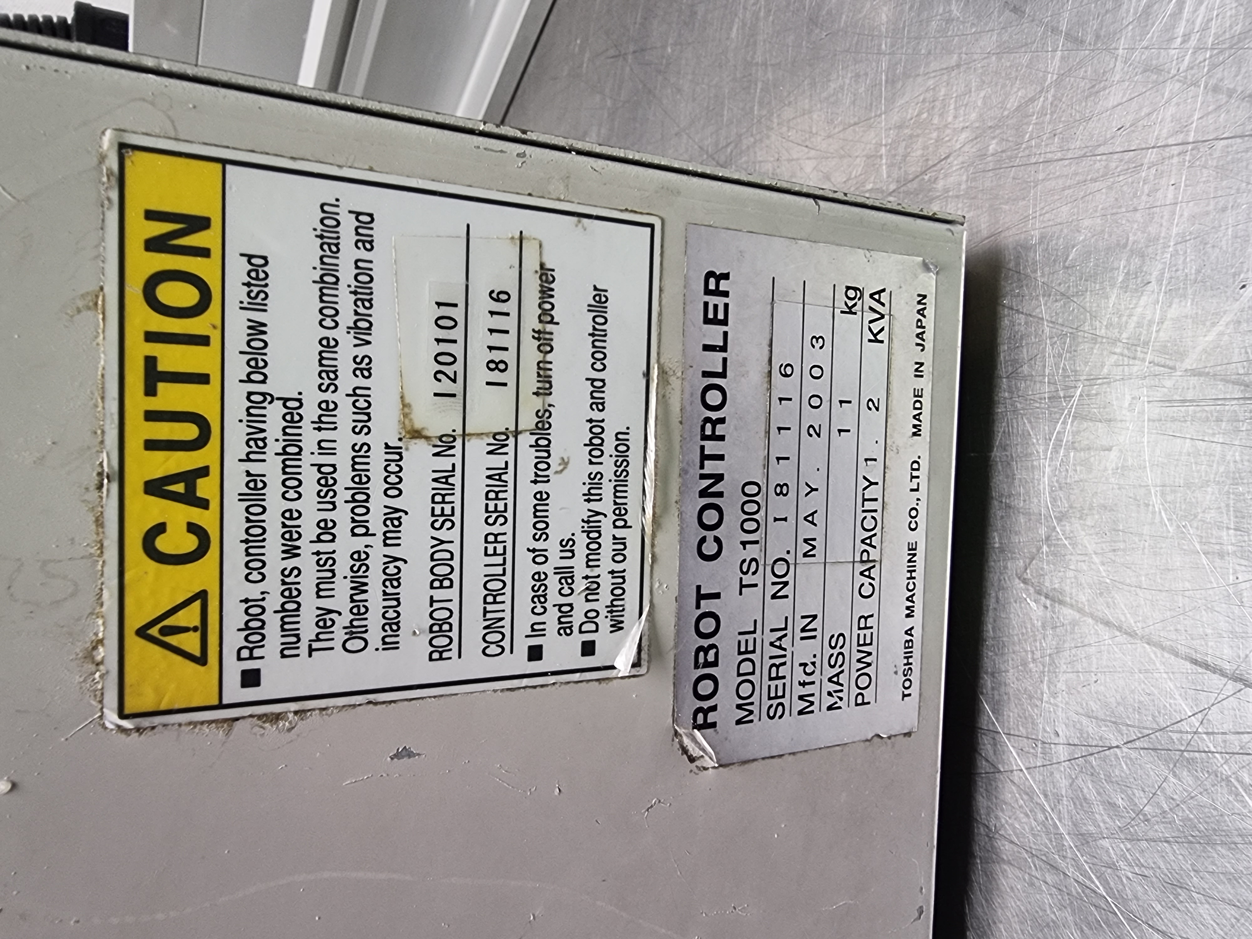 Used Toshiba TH250 Robot c/w Toshiba TS1000 Controller & TP1000 Teach Pendant