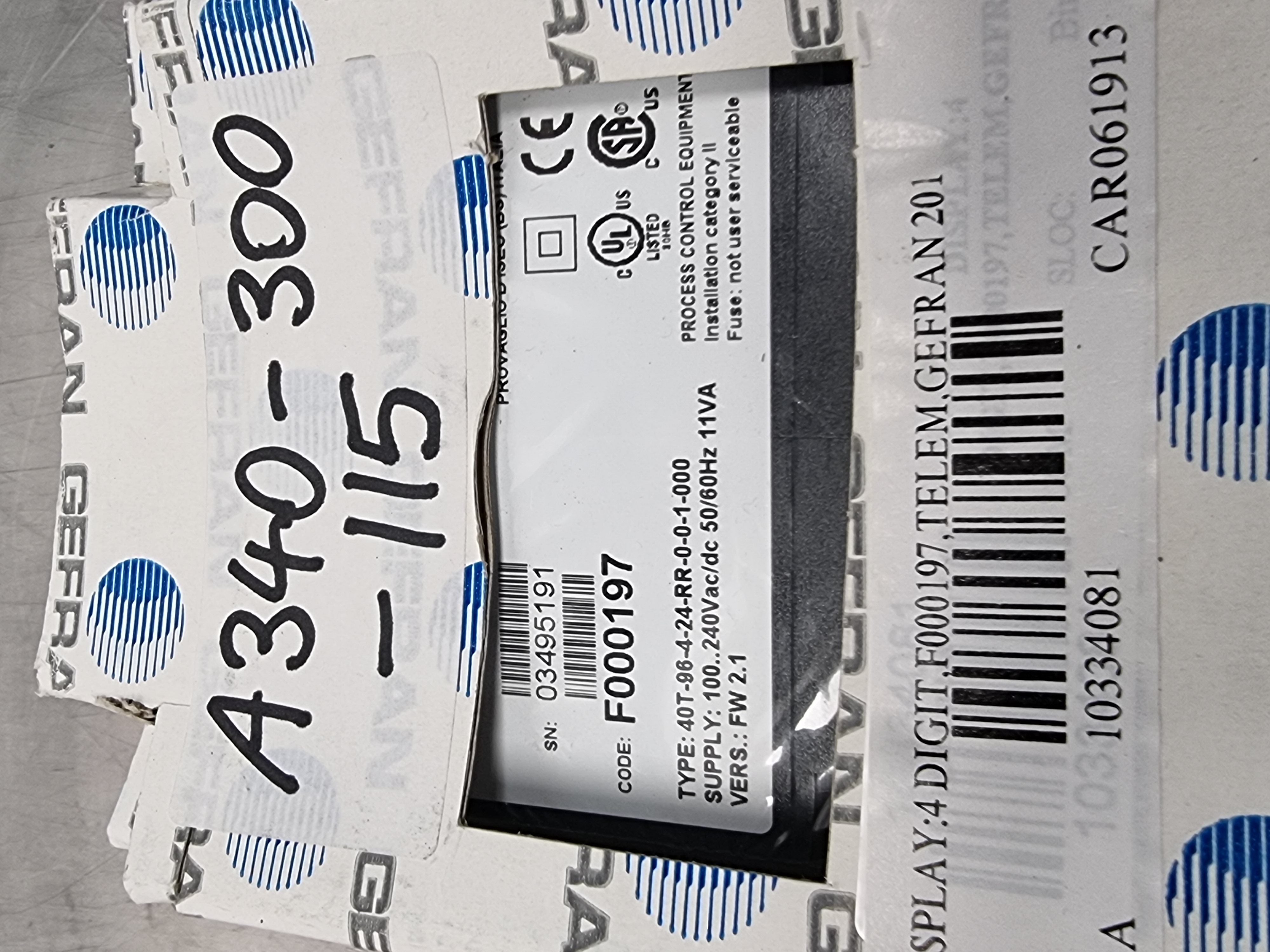 Gefran Temperature Controller | Type: 40T-96-4-24-RR-0-0-1-000 | Code: F000197