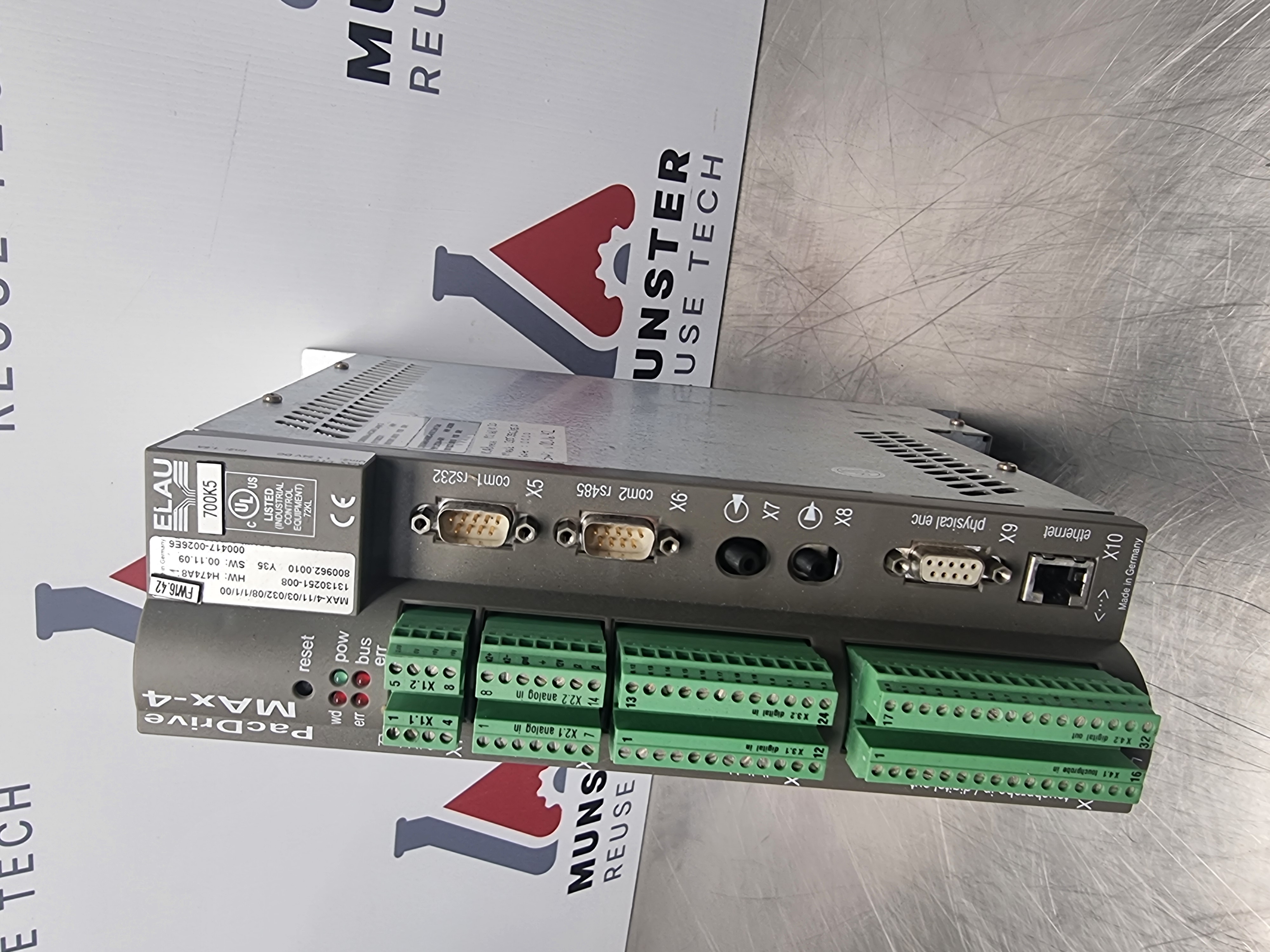 Used Elau MAX-4/11/03/016/99/1/1/00 Servo Controller | 13130255-008 | c/w OM/MAx-4 Interface Cards