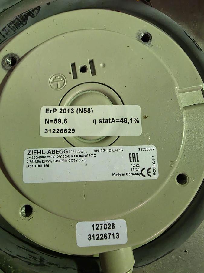 Ziehl Abegg RH45G-4DK.41.1R Centrifugal Fan