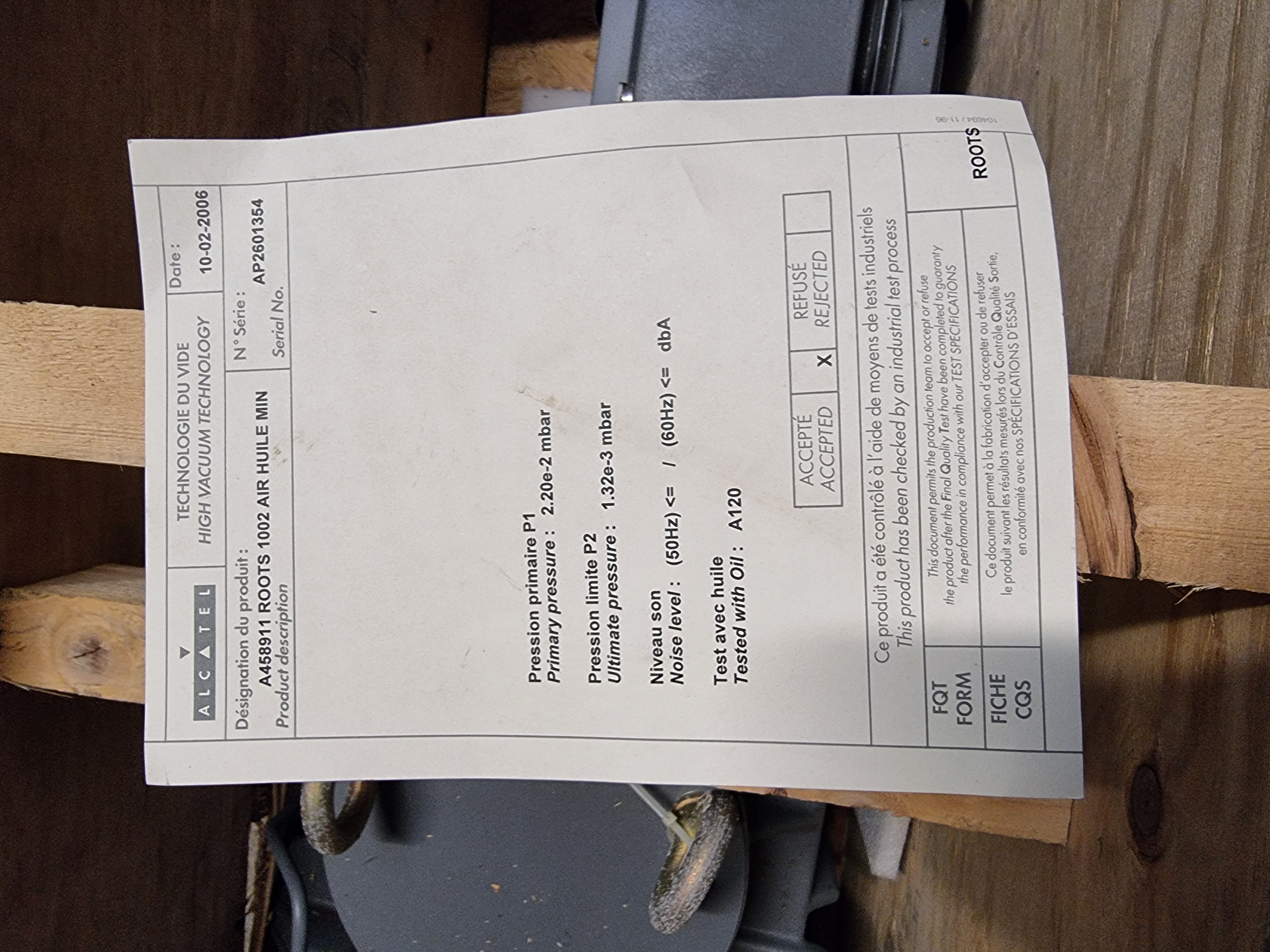 Adixen / Alcatel Roots RSV 1002 Vacuum Pump