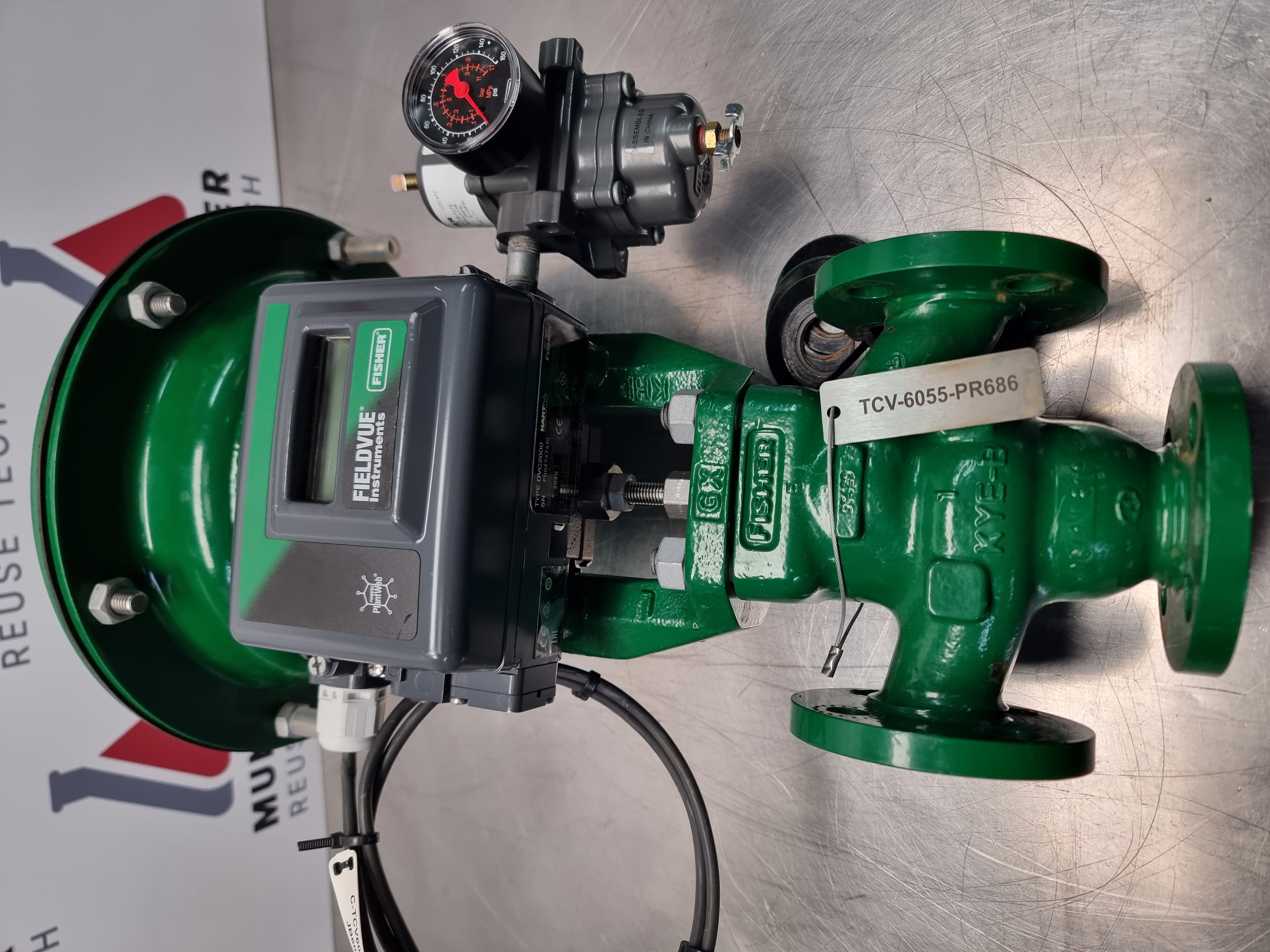 Used Fisher NPS-1-GX Control Valve 3 Way c/w Fieldvue DVC2000 Positioner