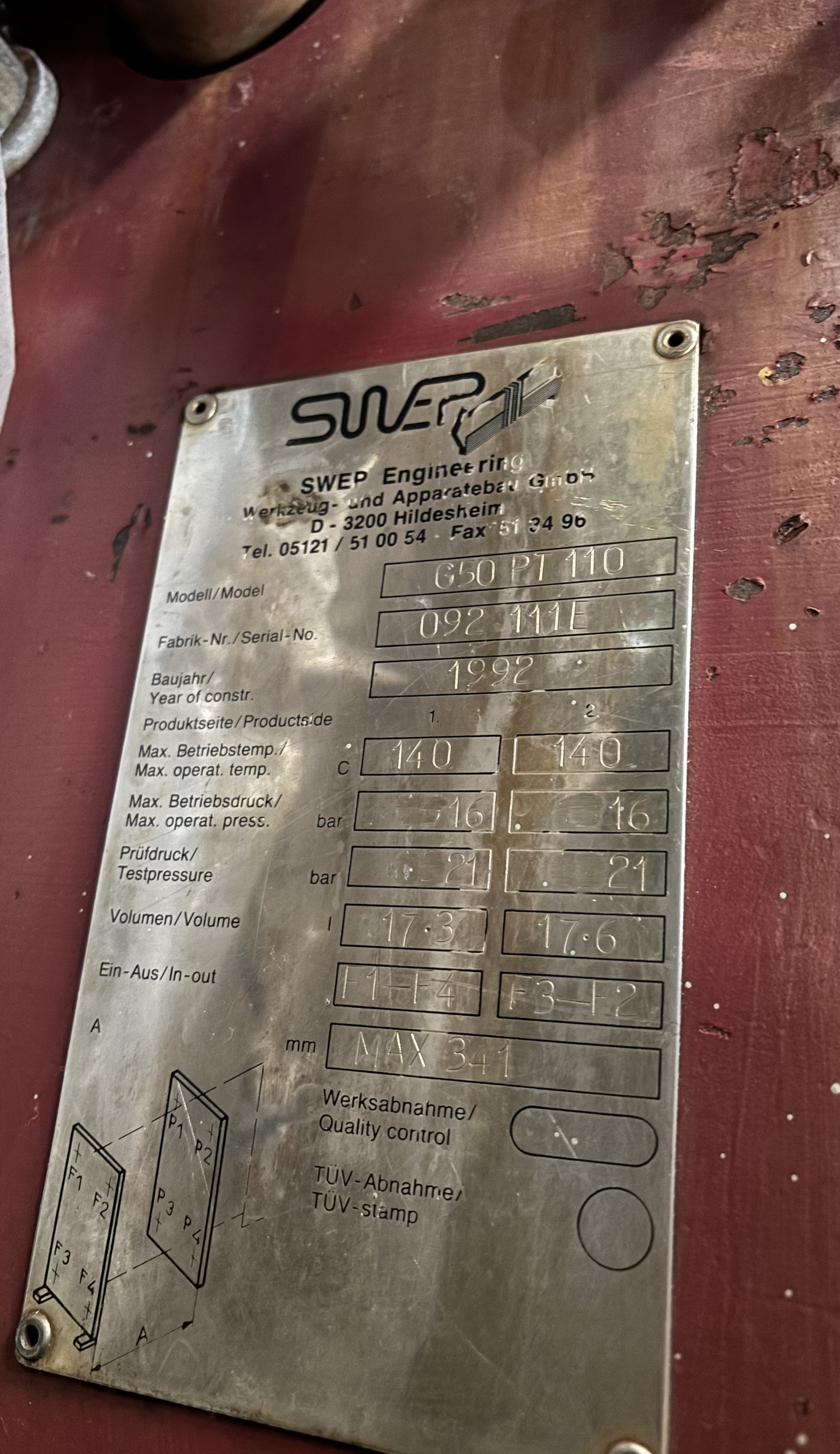 SWEP Brazed Plate Heat Exchanger 650 PT 110