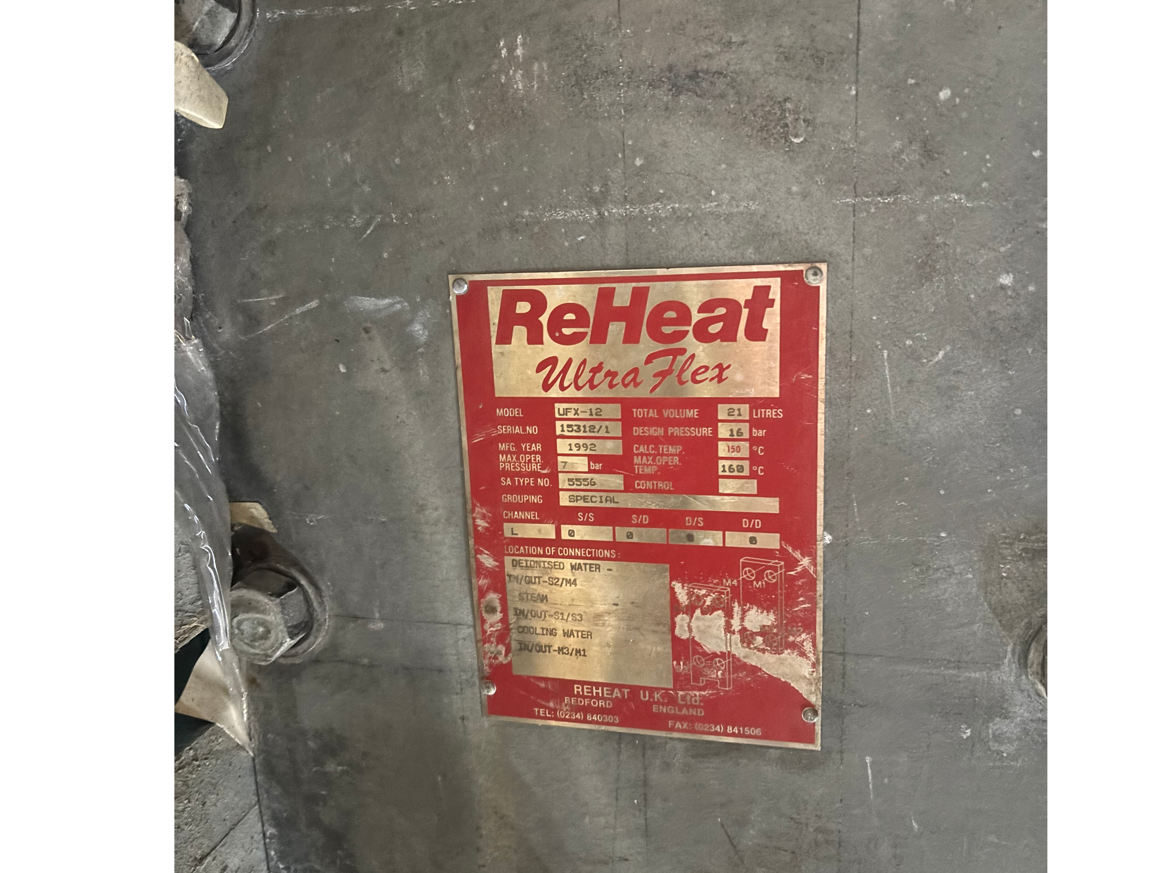 Used Re-Heat Ultra UFX-12 Plate Heat Exchanger