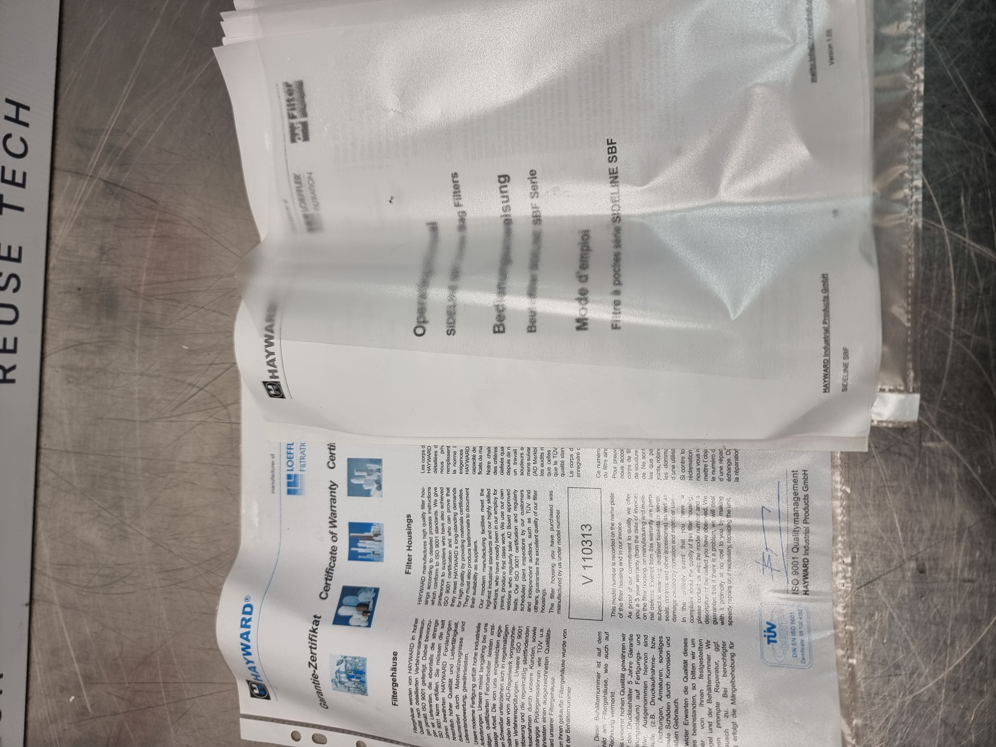 Used Hayward SBF-0102-AD10-080D Sideline Bag Filter Housing | 10 Bar