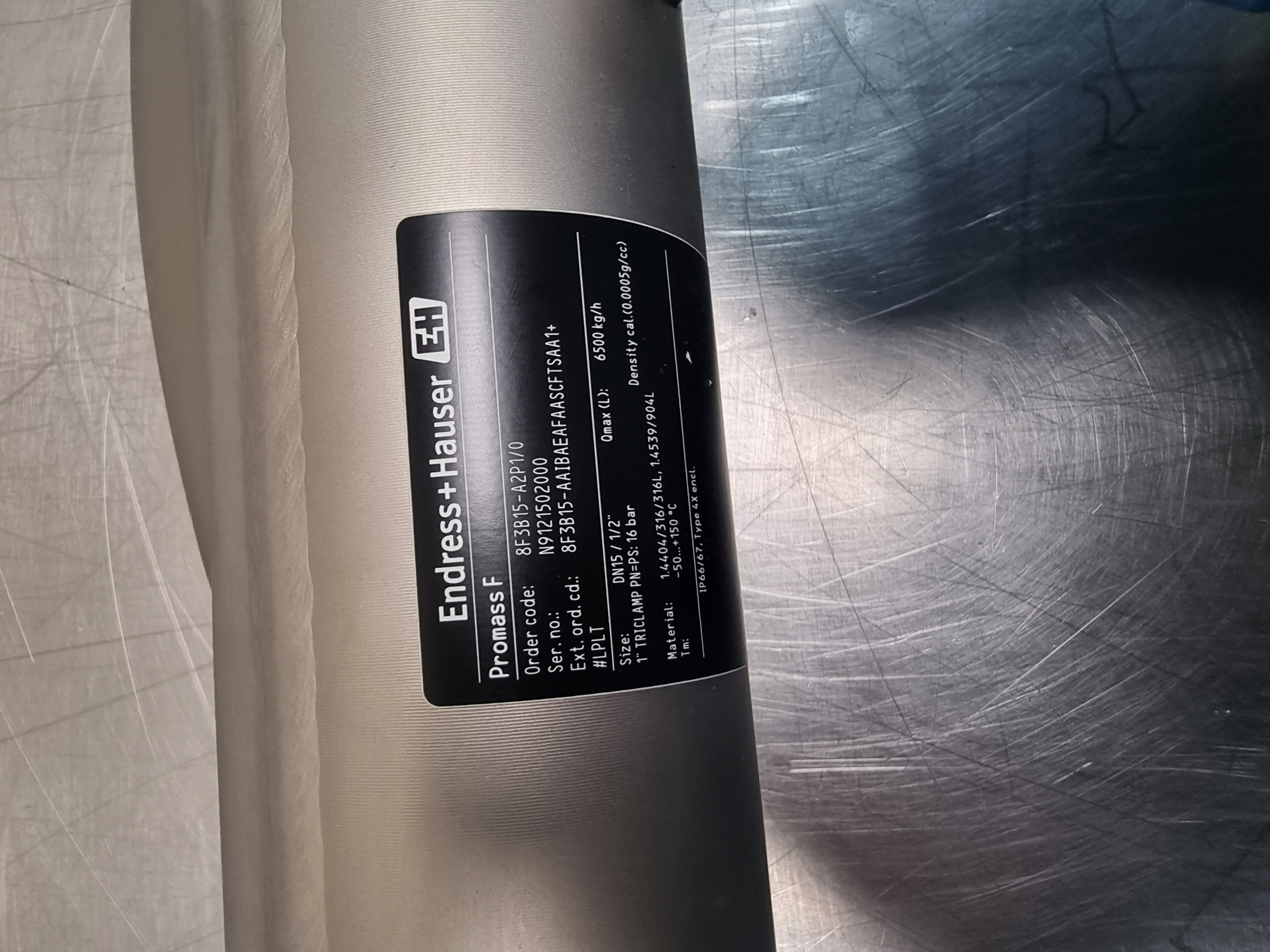 Endress Hauser Promass F Coriolis Flowmeter 8F3B15-A2P1/0 | DN15 / 1/2" Tri Clamp