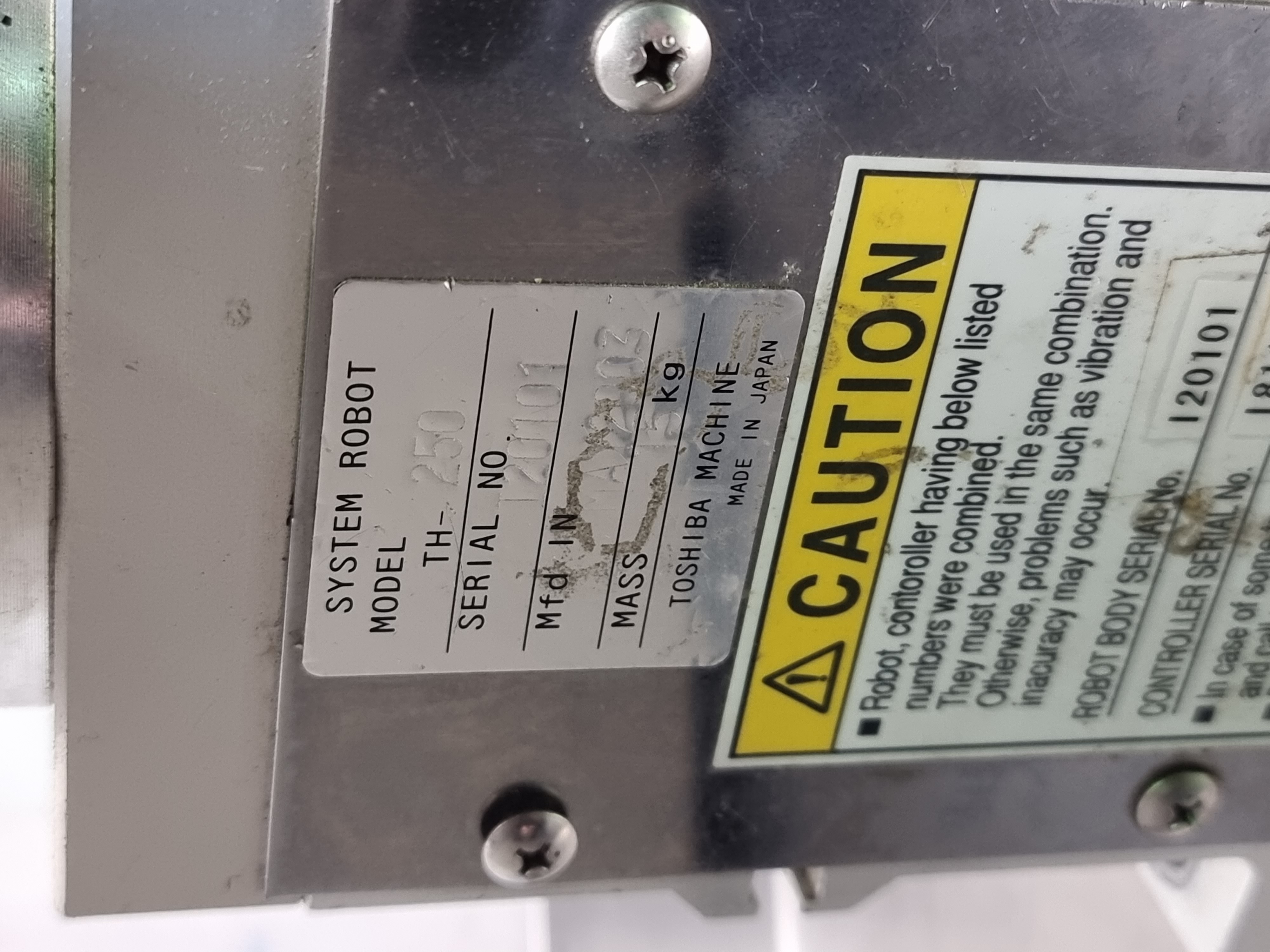 Used Toshiba TH250 Robot c/w Toshiba TS1000 Controller & TP1000 Teach Pendant