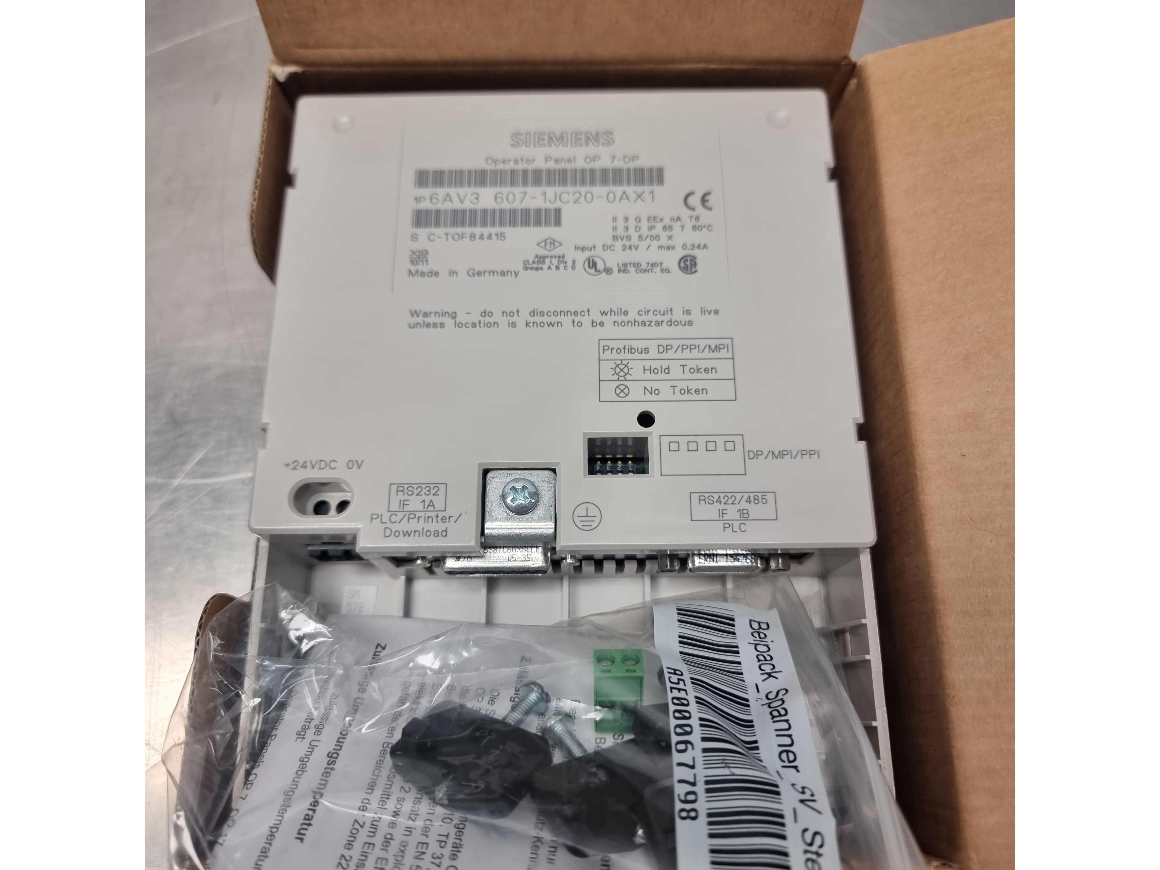 Siemens Simatic HMI OP7 Operator Panel | 6AV3 607-1JC20-0AX1