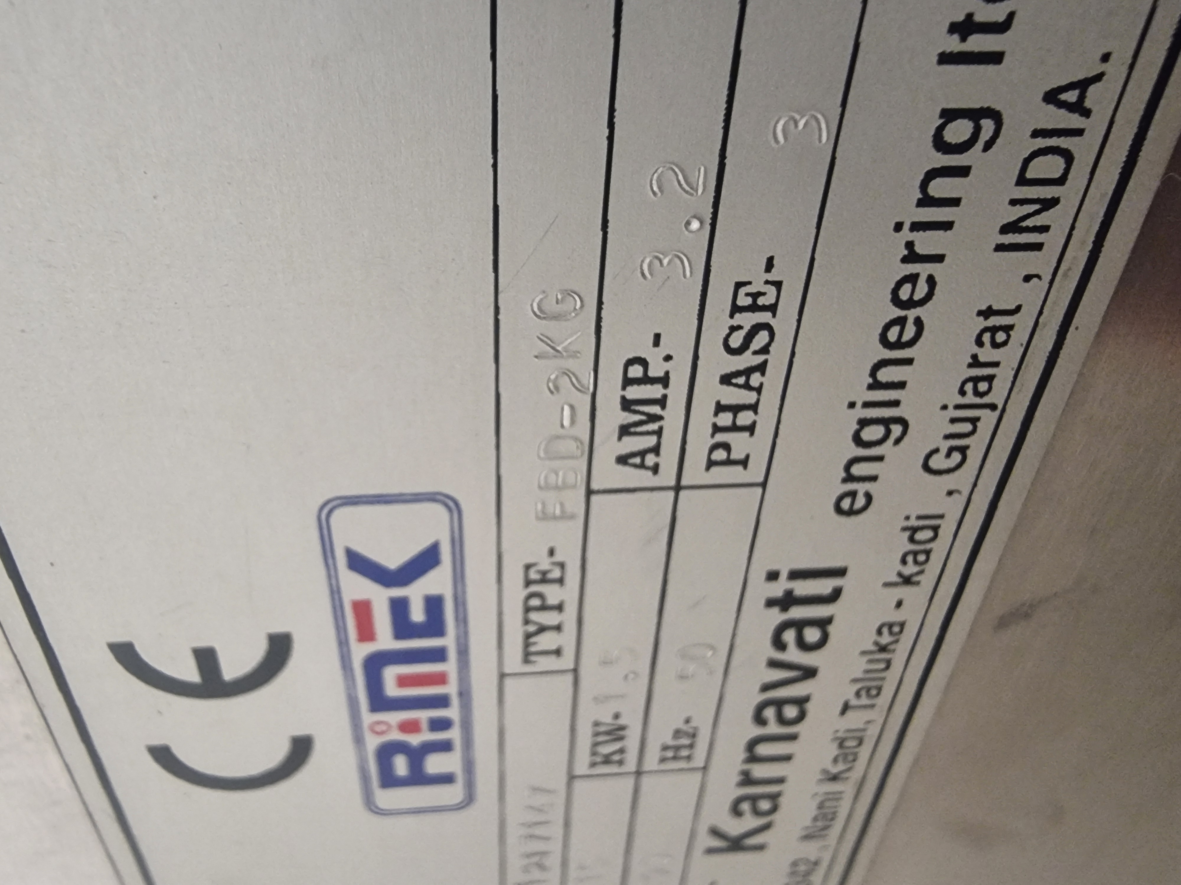 Used Rimek Karnavati FBD-2KG Fluid Bed Dryer