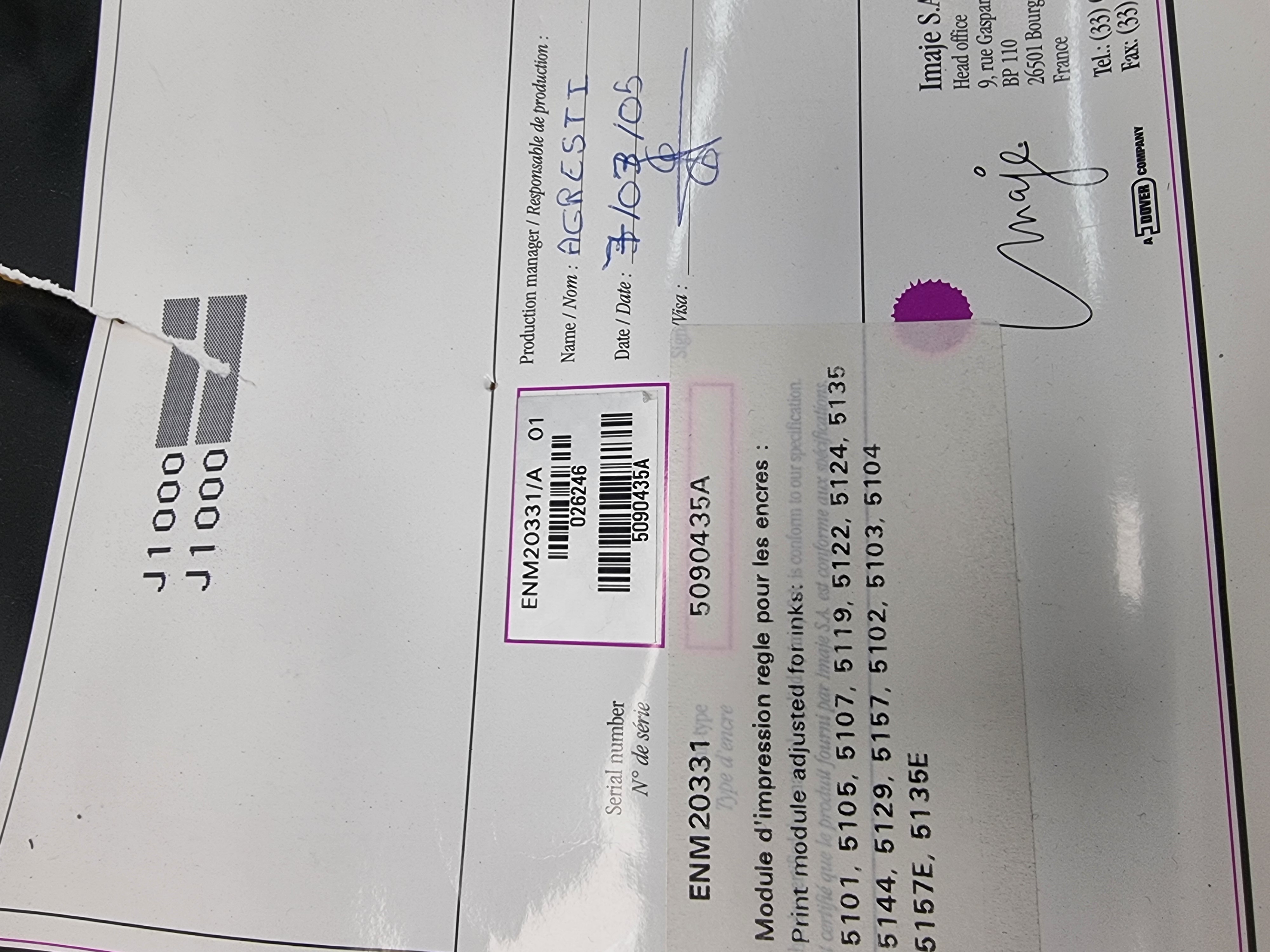 Imaje Print Module S8-2G-L=3 | P/N: ENM20331