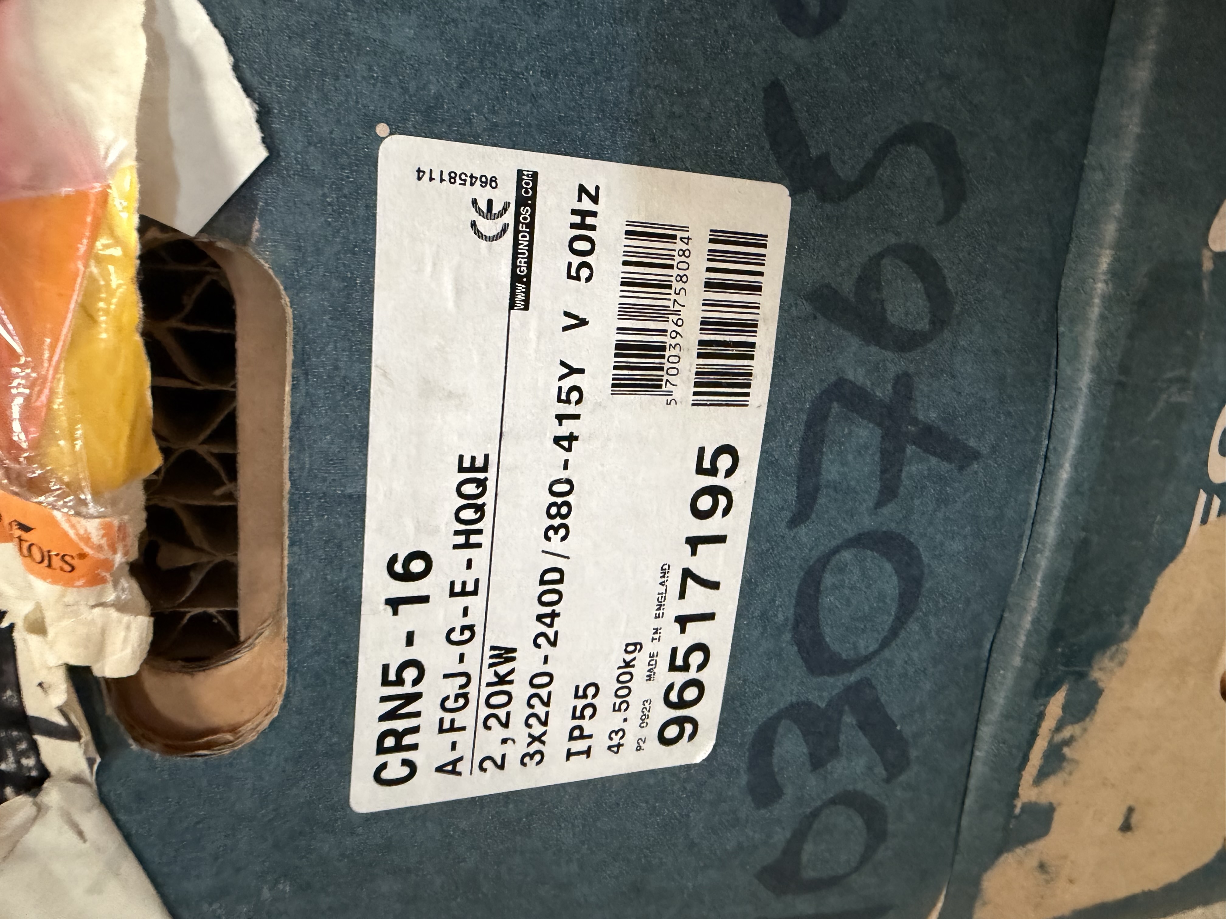 Grundfos CRN5-16 A-FGJ-G-E-HQQE Centrifugal Pump P/N:96517195
