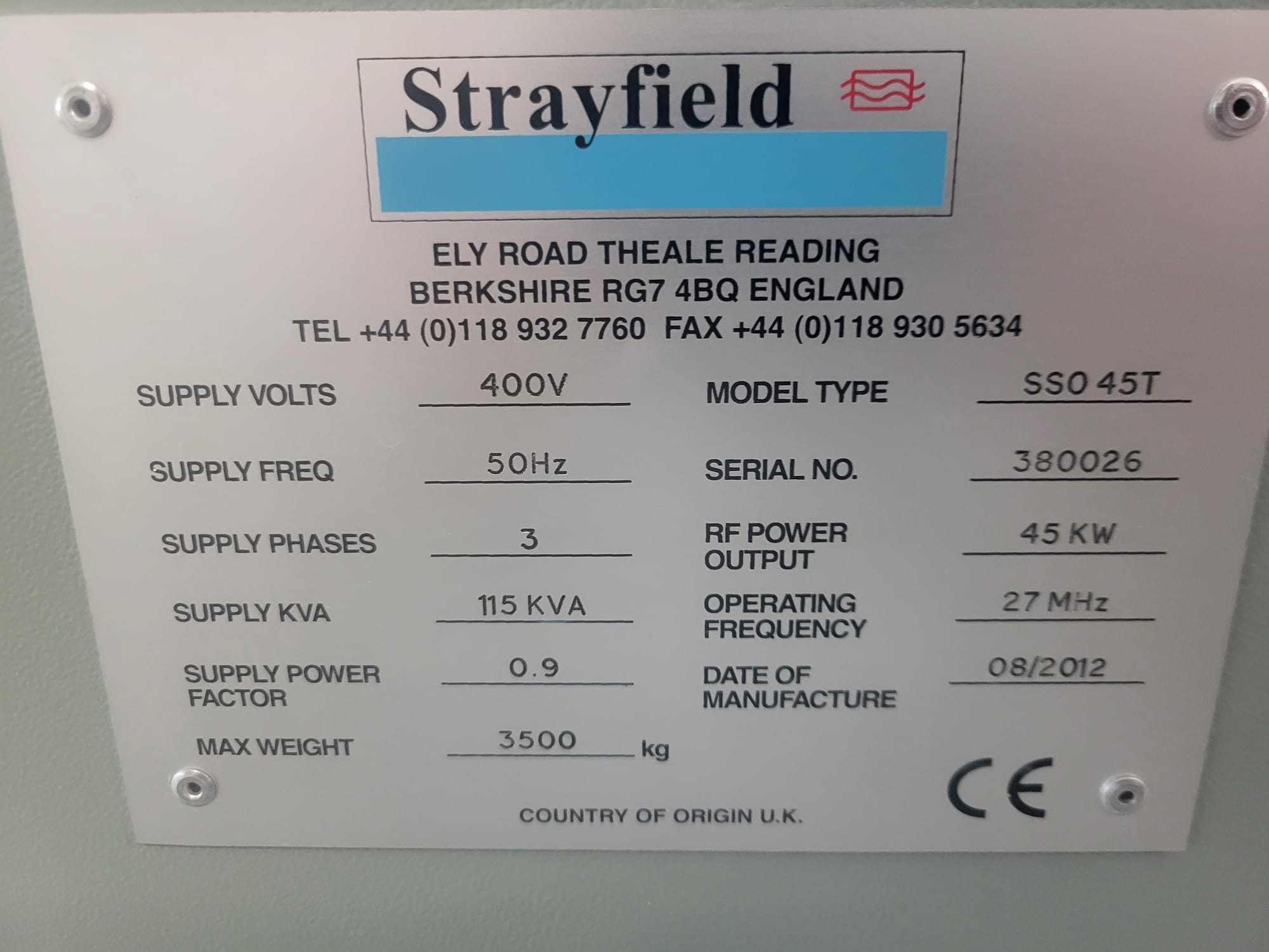 Used Strayfield Oven/Dryer Model Model 55045T