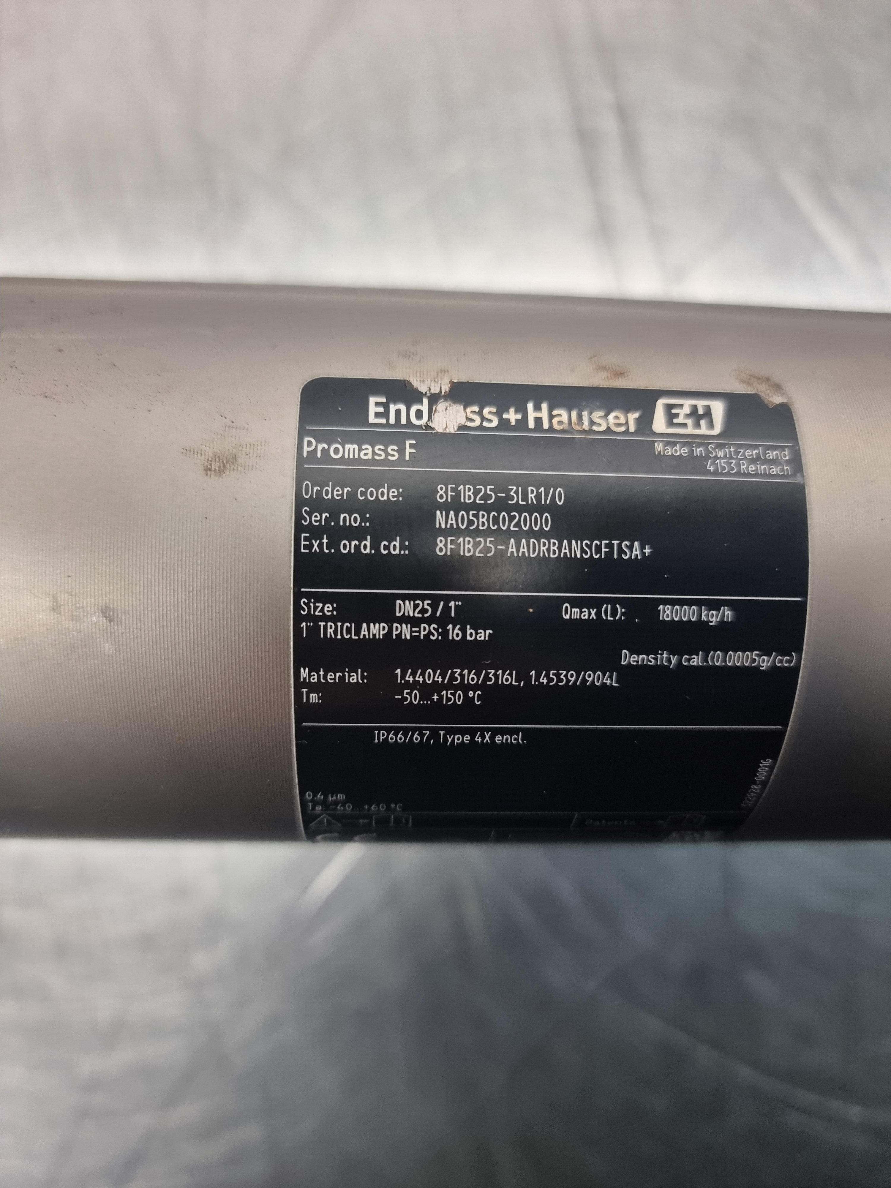 Endress Hauser Promass F Flow Meter & Transmitter | 8F1B25-3LR1/0 | DN 25 / 1"