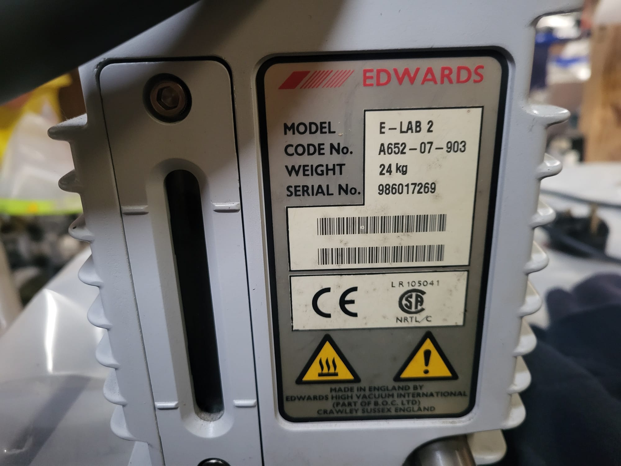 Used Edwards Rotary Vane Vacuum Pump Model E LAB 2