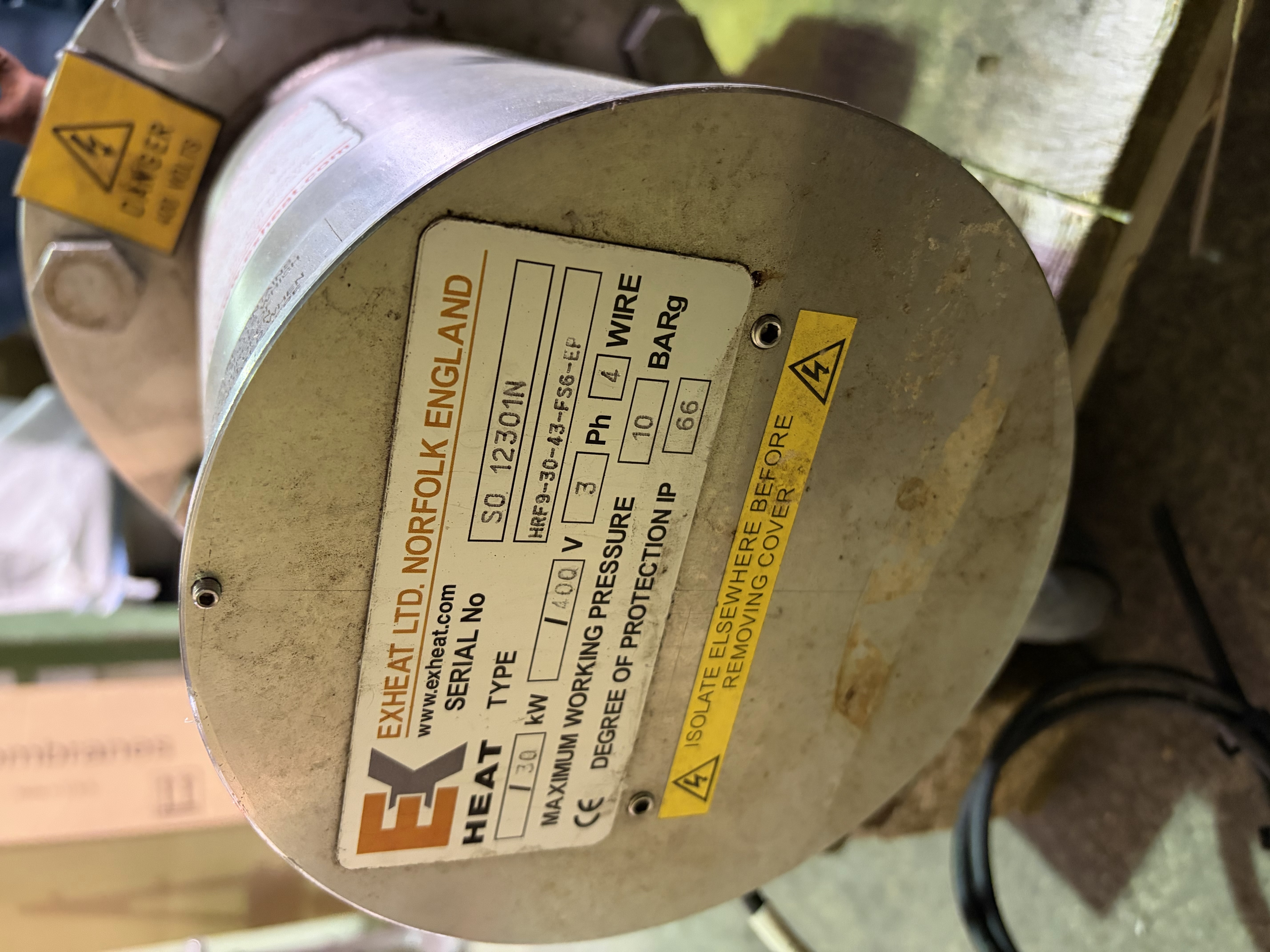 Used EXHEAT HRF Industrial Immersion Heater