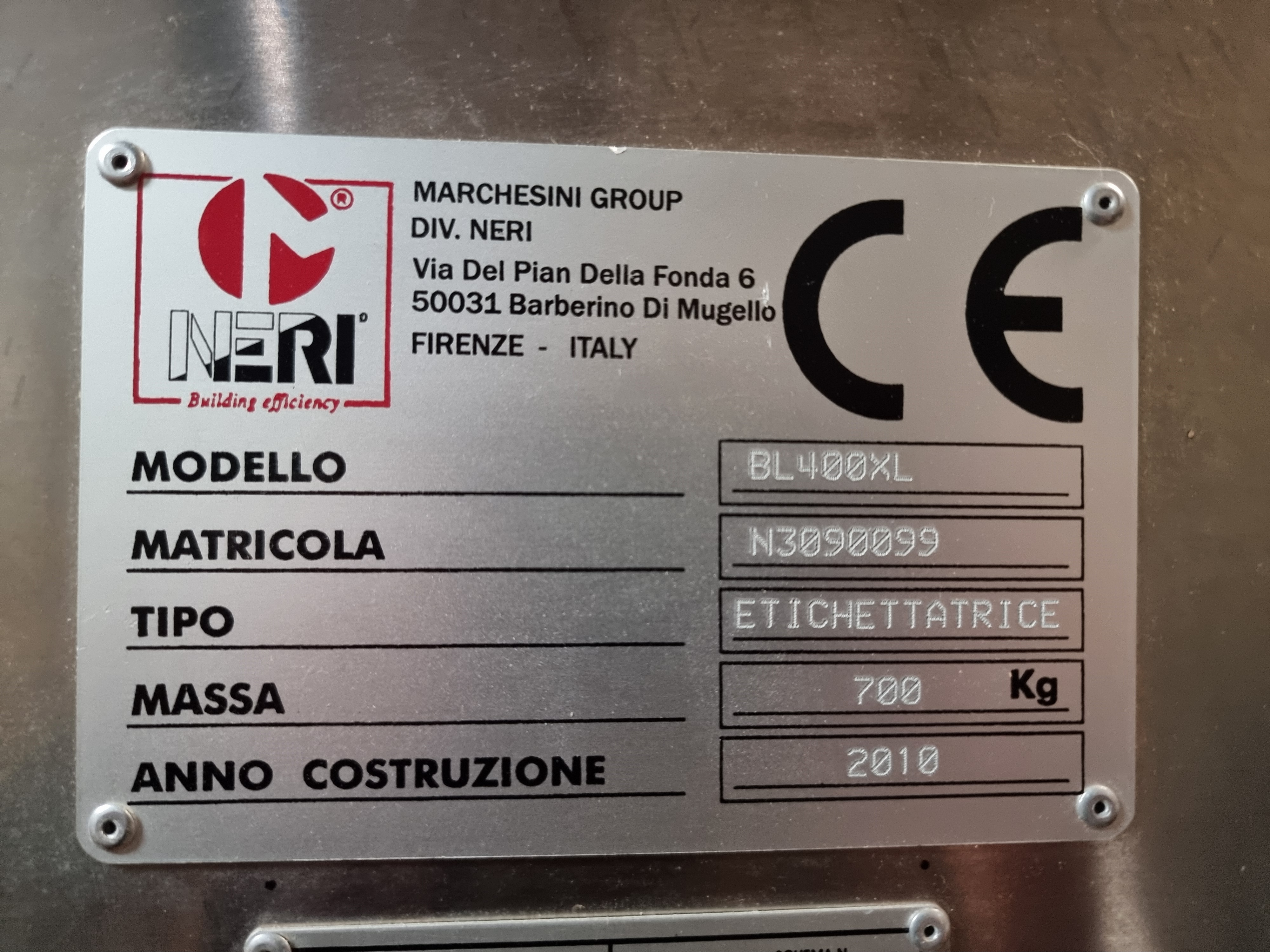 Used Neri Marchesini BL 400 XL Labelling Machine