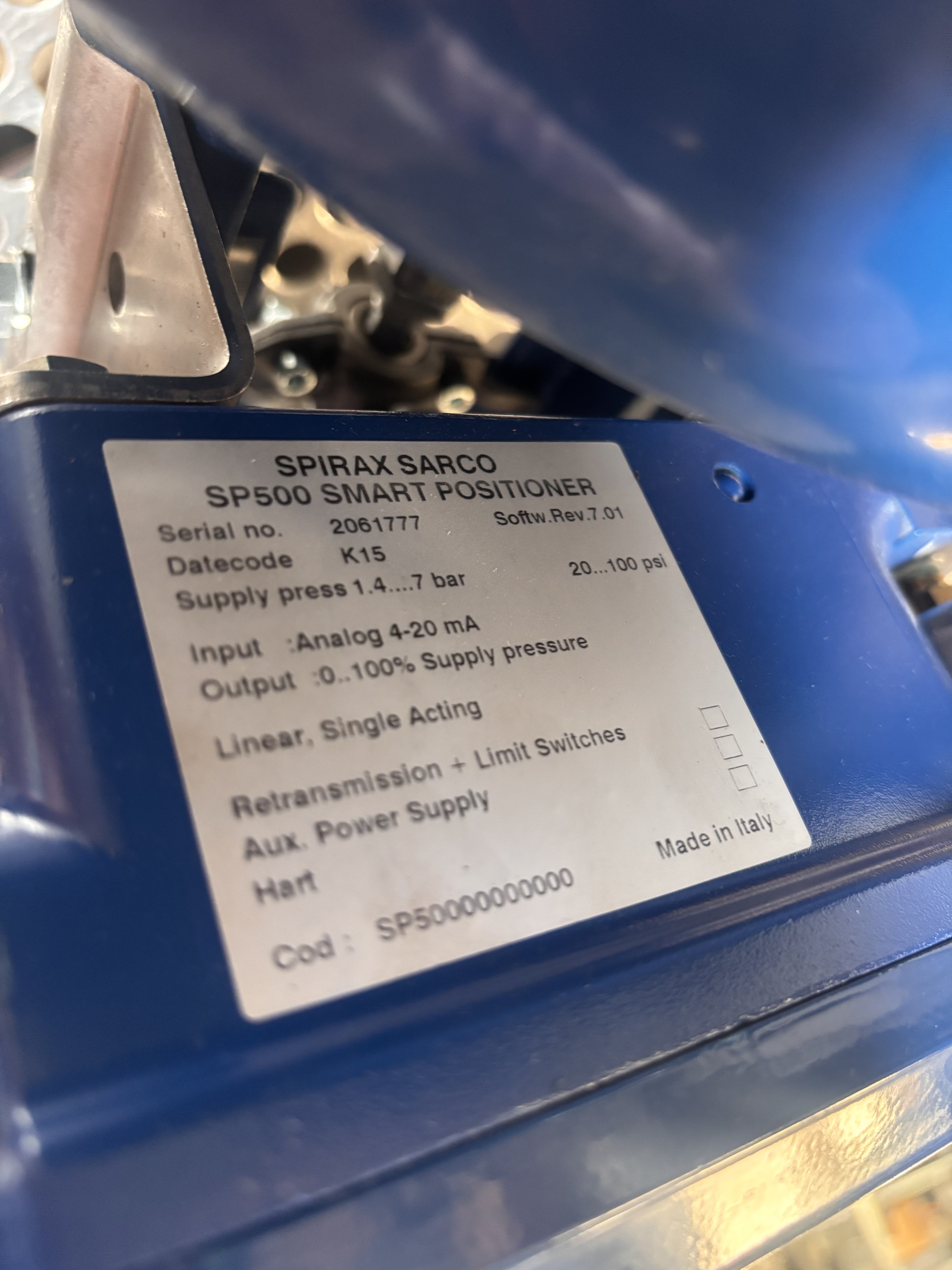 Used Spirax Sarco KE43 Control Valve DN50 C/W SP500 Poistioner 2905670