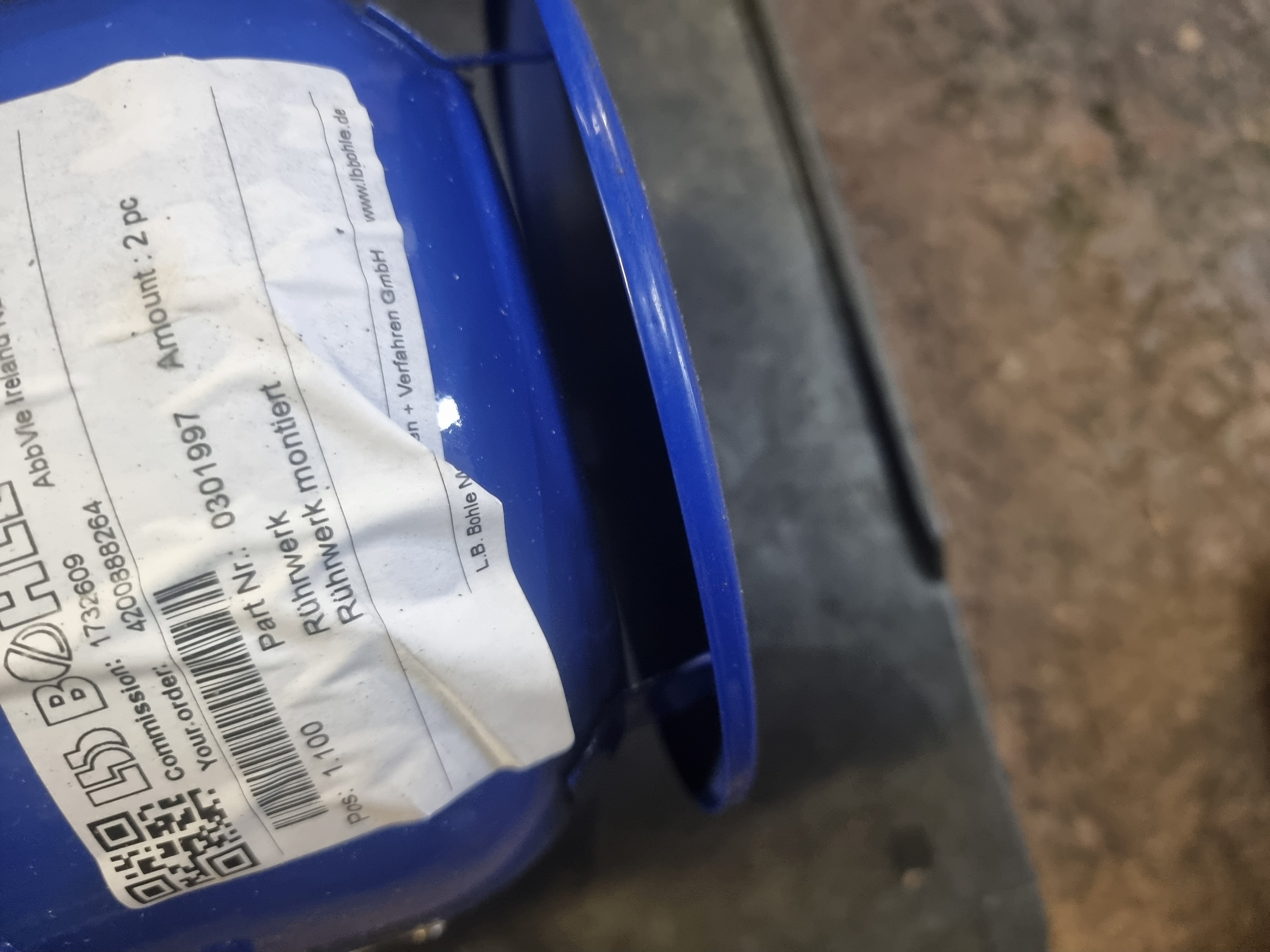 Used Bohle 600mm Agitator | 1.5kW / P/N: 0301997