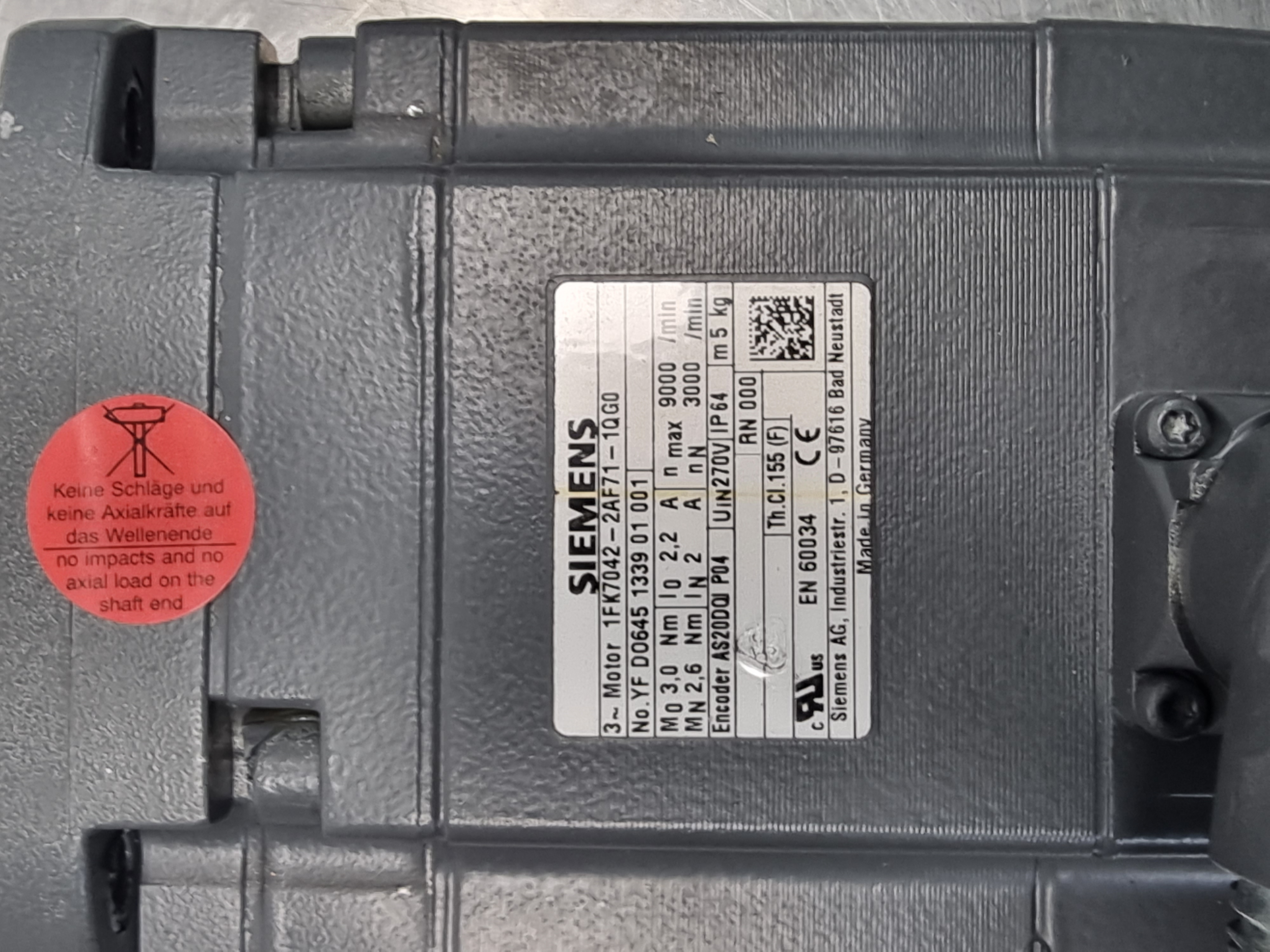 Used Siemens Simotics 1FK7042-2AF71-1GQ1 Servo Motor