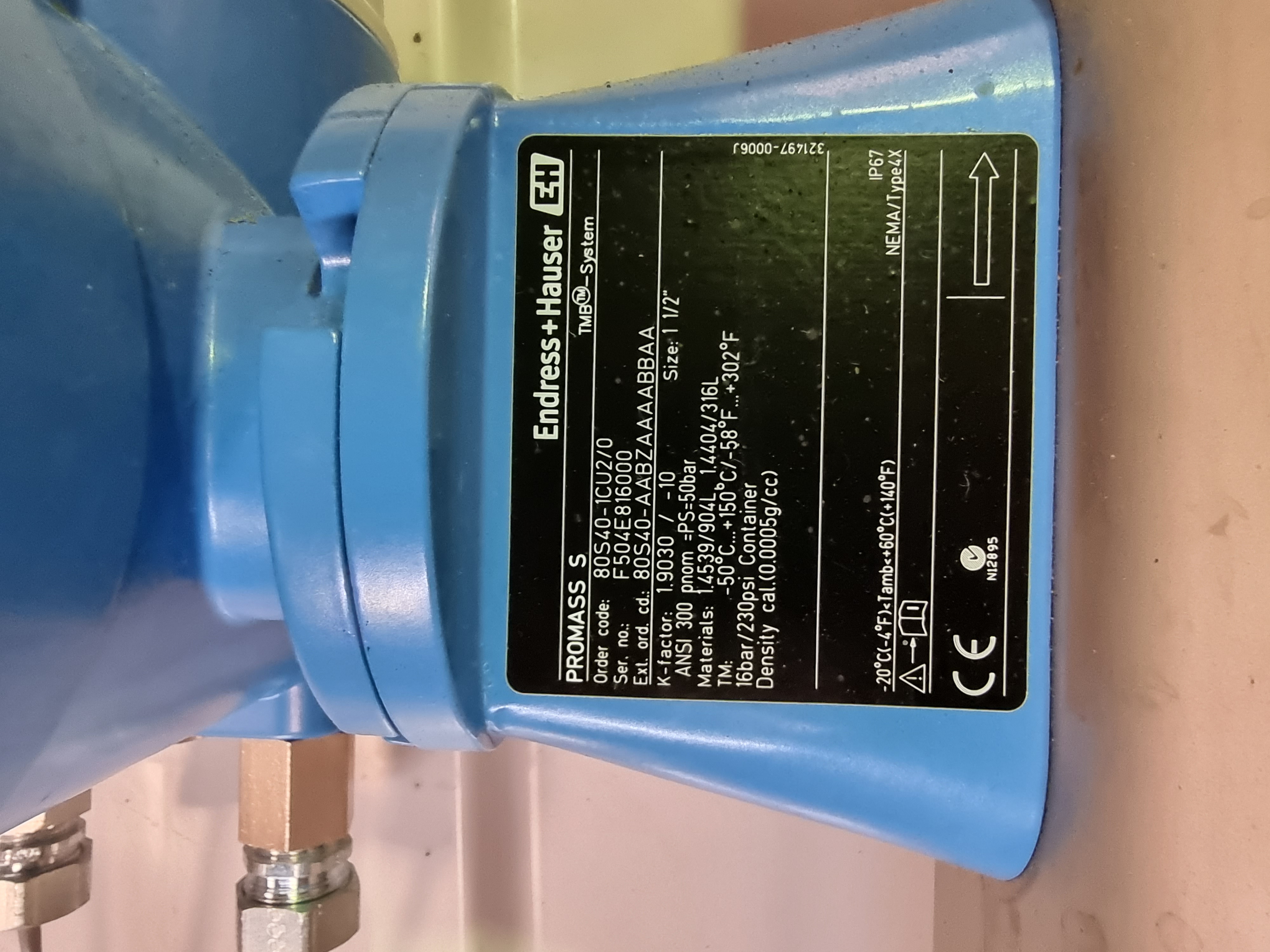 Used Endress Hauser Promass 80S40 Coriolis Flow Meter 1.5" | 80S40-1CU2/0 | 904L 316L