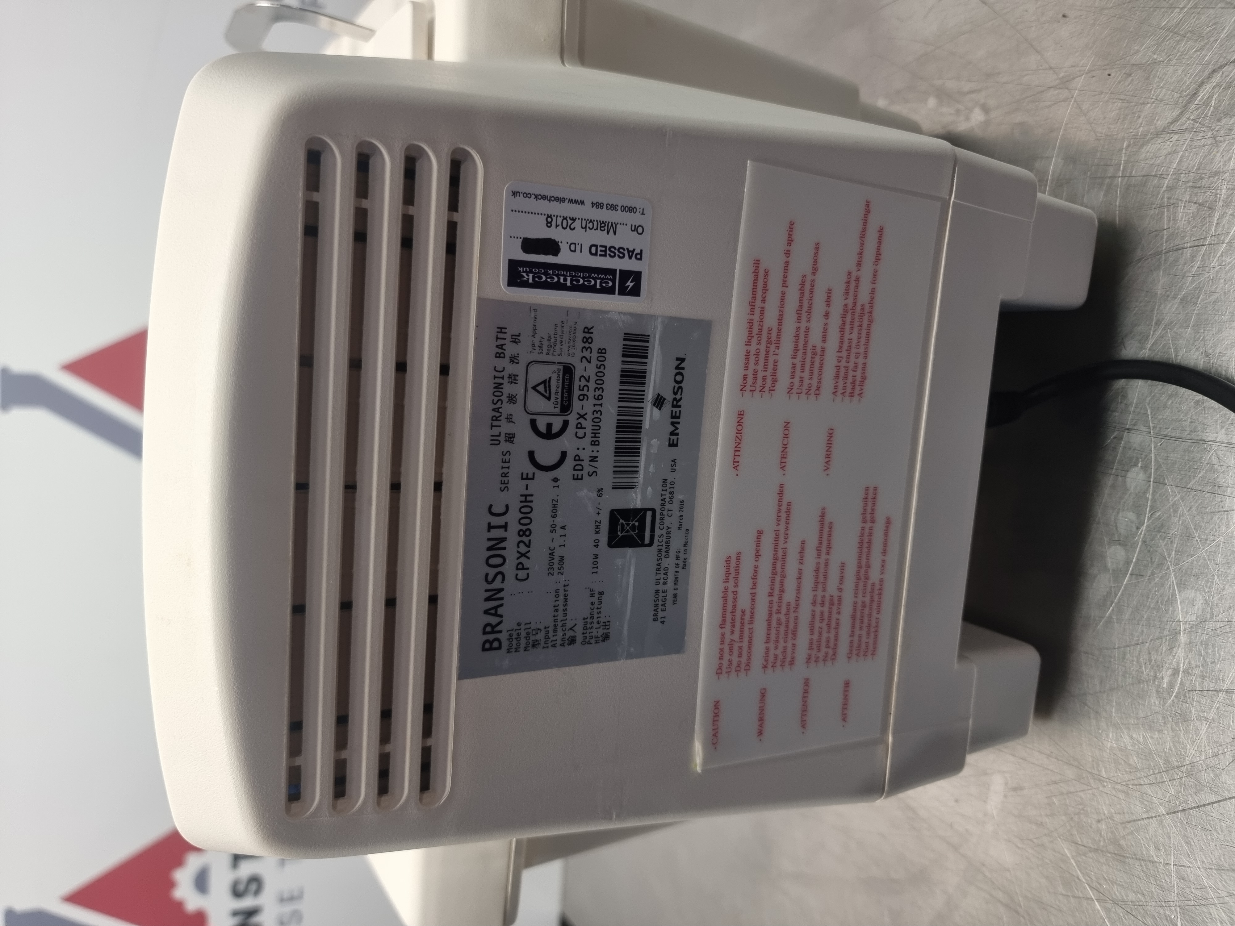 Used Bransonic 2800 Ultrasonic Water Bath | CPX-952-238R | 230VAC 50 - 60 Hz
