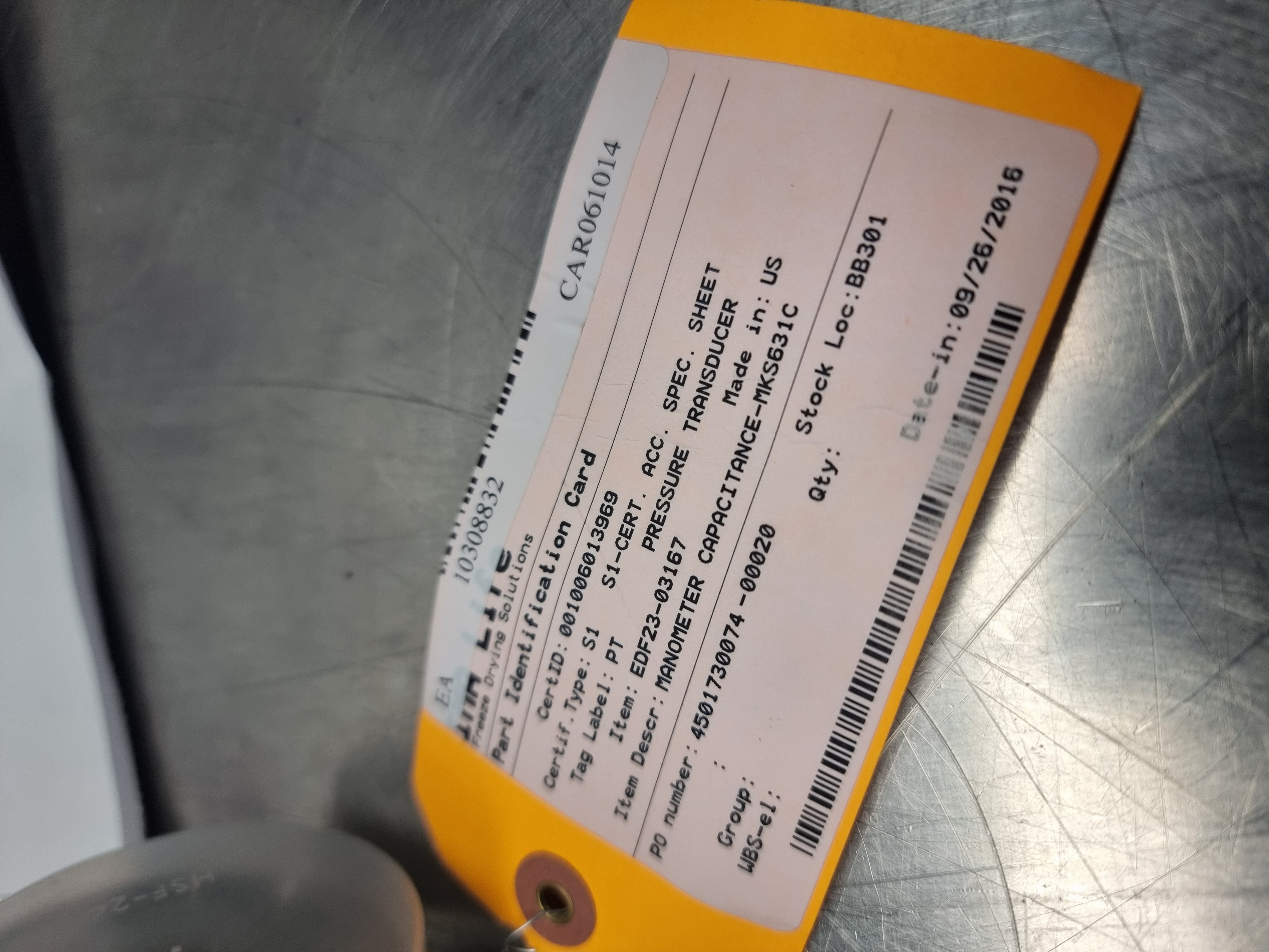 Used MKS Baratron Capacitance Manometer 631C01TNFH | Vacuum Pressure Transducer