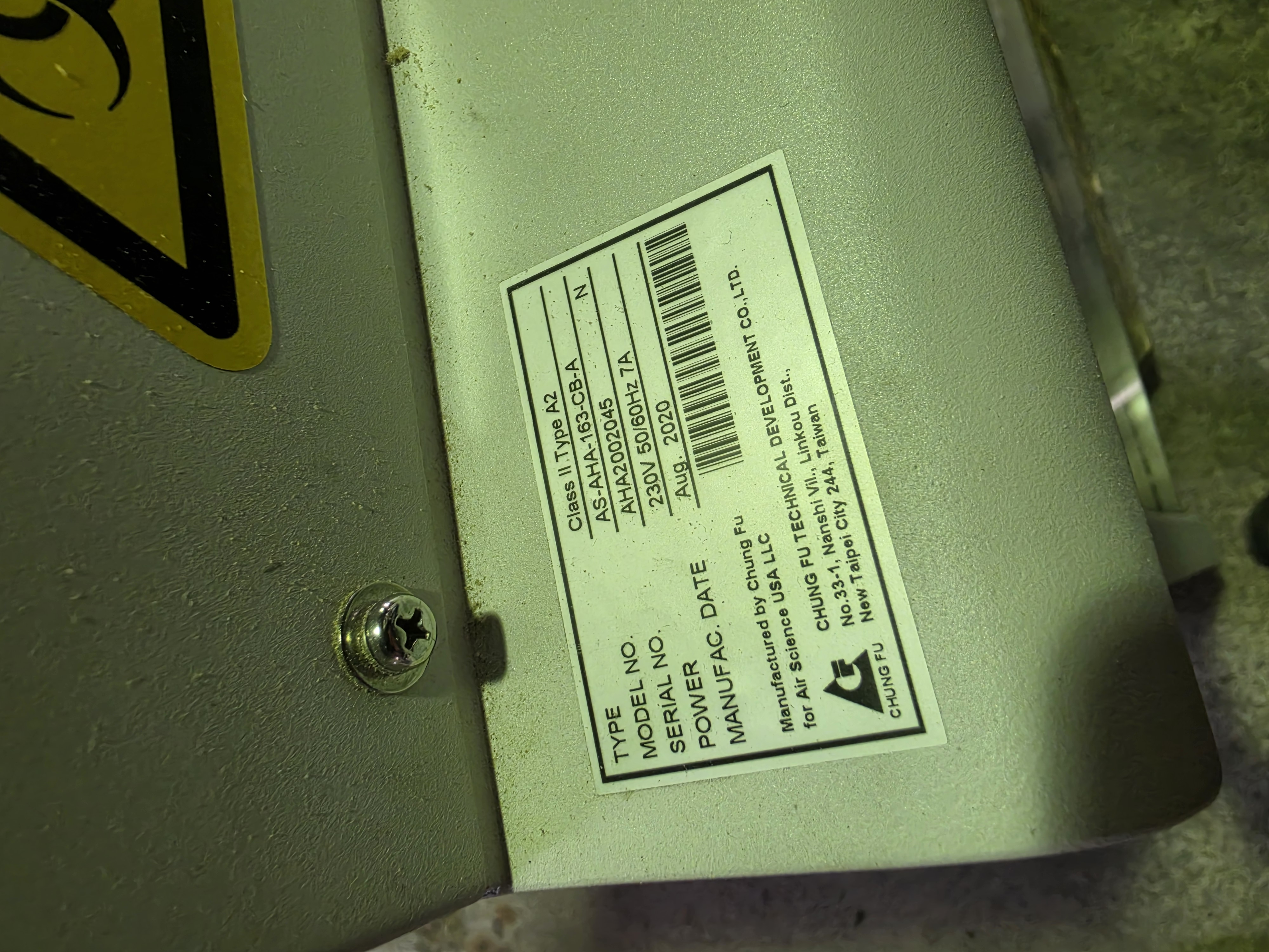 Used Air Science PURE AIR AS-AHA-163-CB-A Biological Safety Cabinet