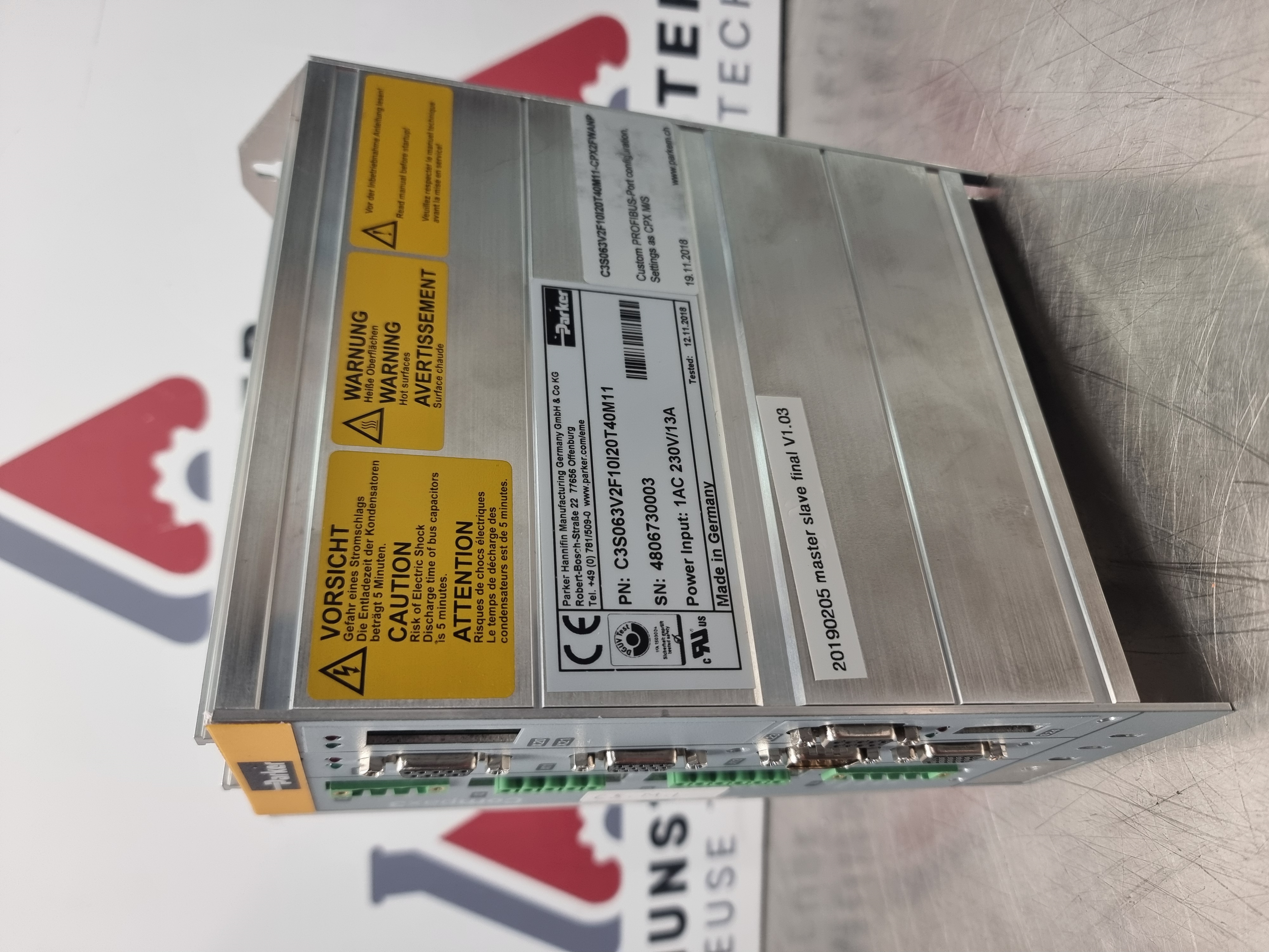 Used Parker Compax3S Series Single-Axis Servo Drive | P/N: C3S063V2F10I20T40M11