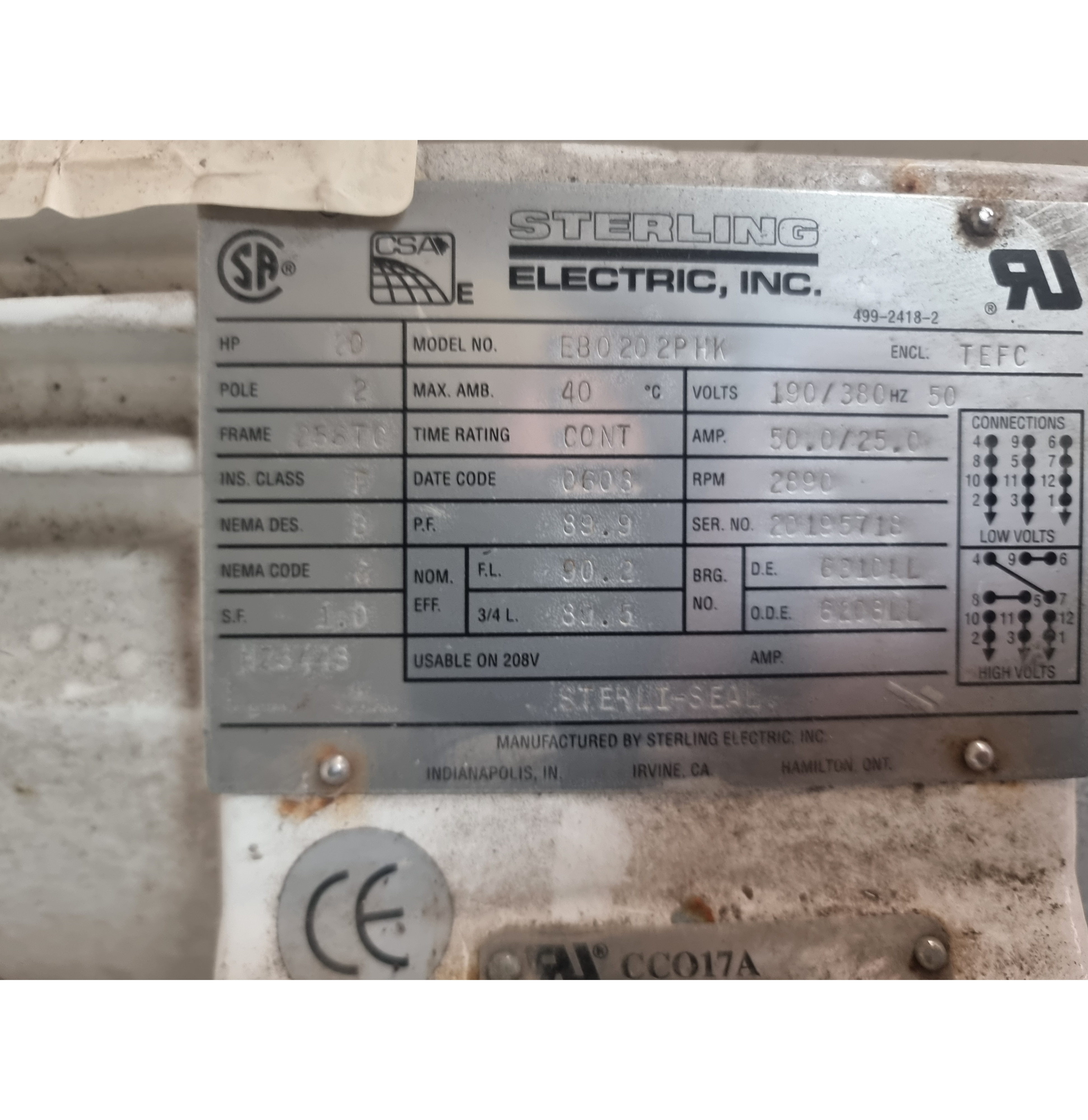 Used Alfa Laval LKH 40 Centrifugal Pump for Hygienic Applications | 20HP Sterling Motor