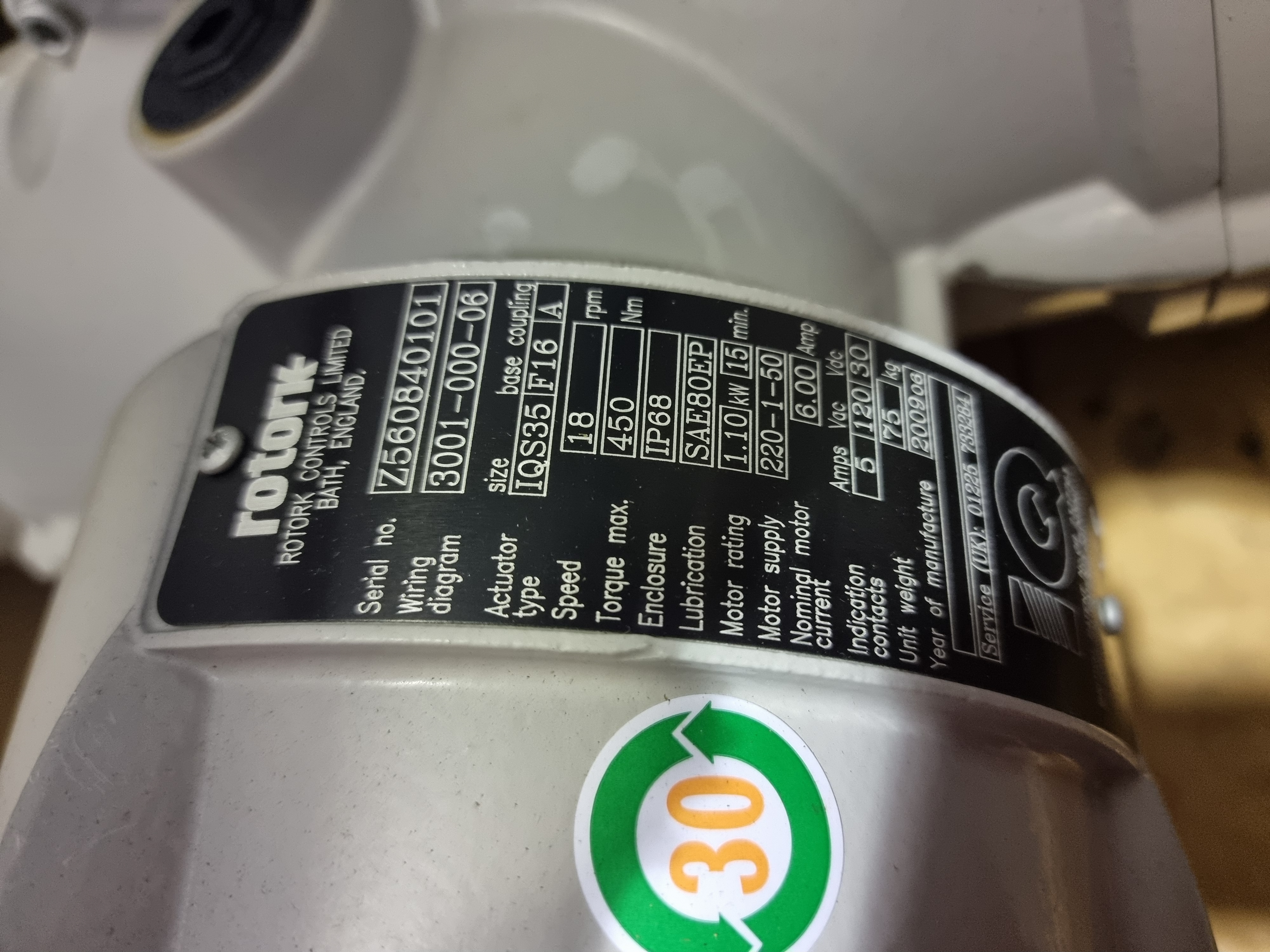 Rotork IQS35 Intelligent Multi Turn Actuator | IQS35-F16-A