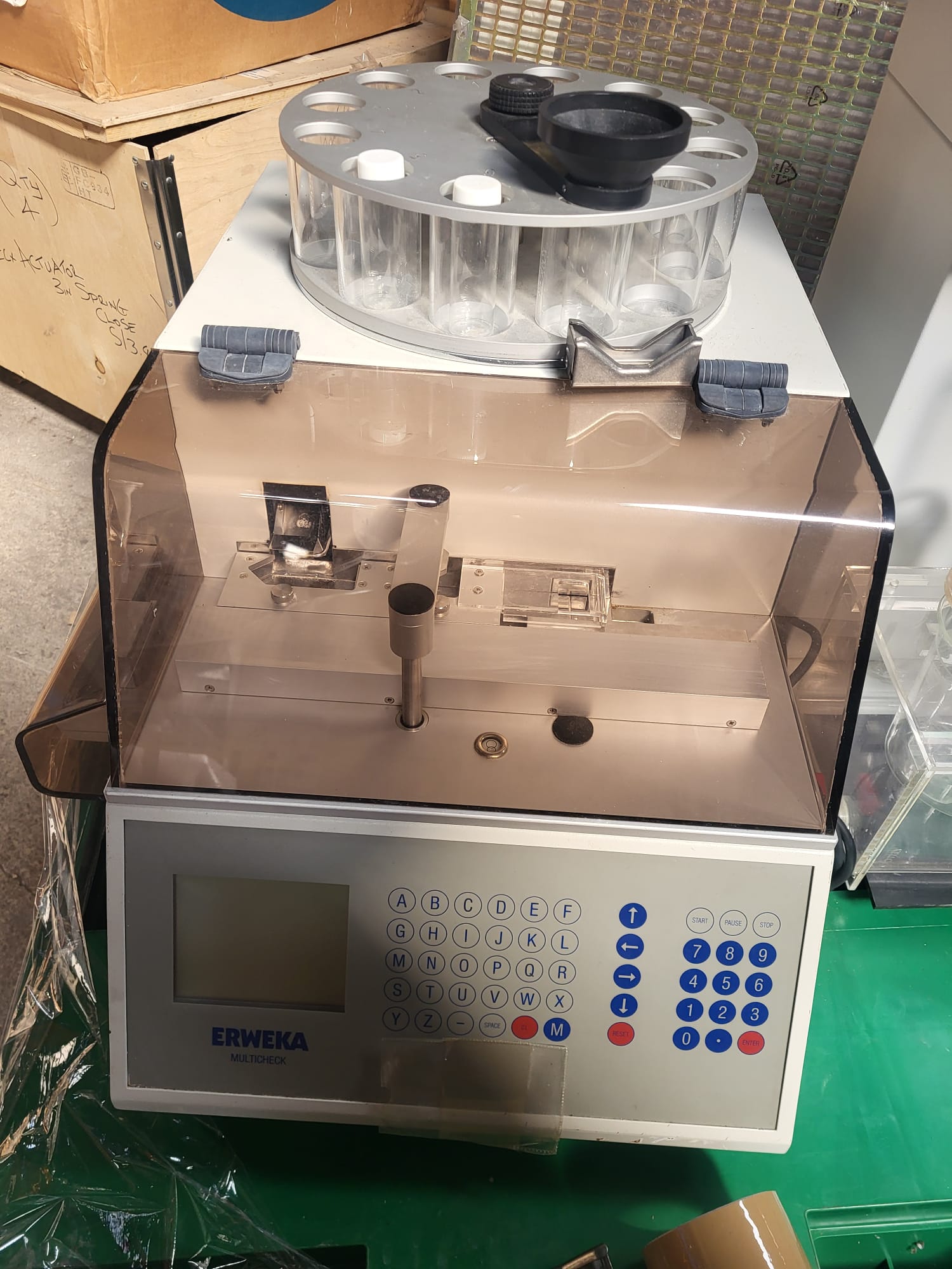Used Erweka Disintegration System ZT32 C\W Erweka Multicheck Tablet Tester and Erweka Tar 20 Friability Abrasion Tester