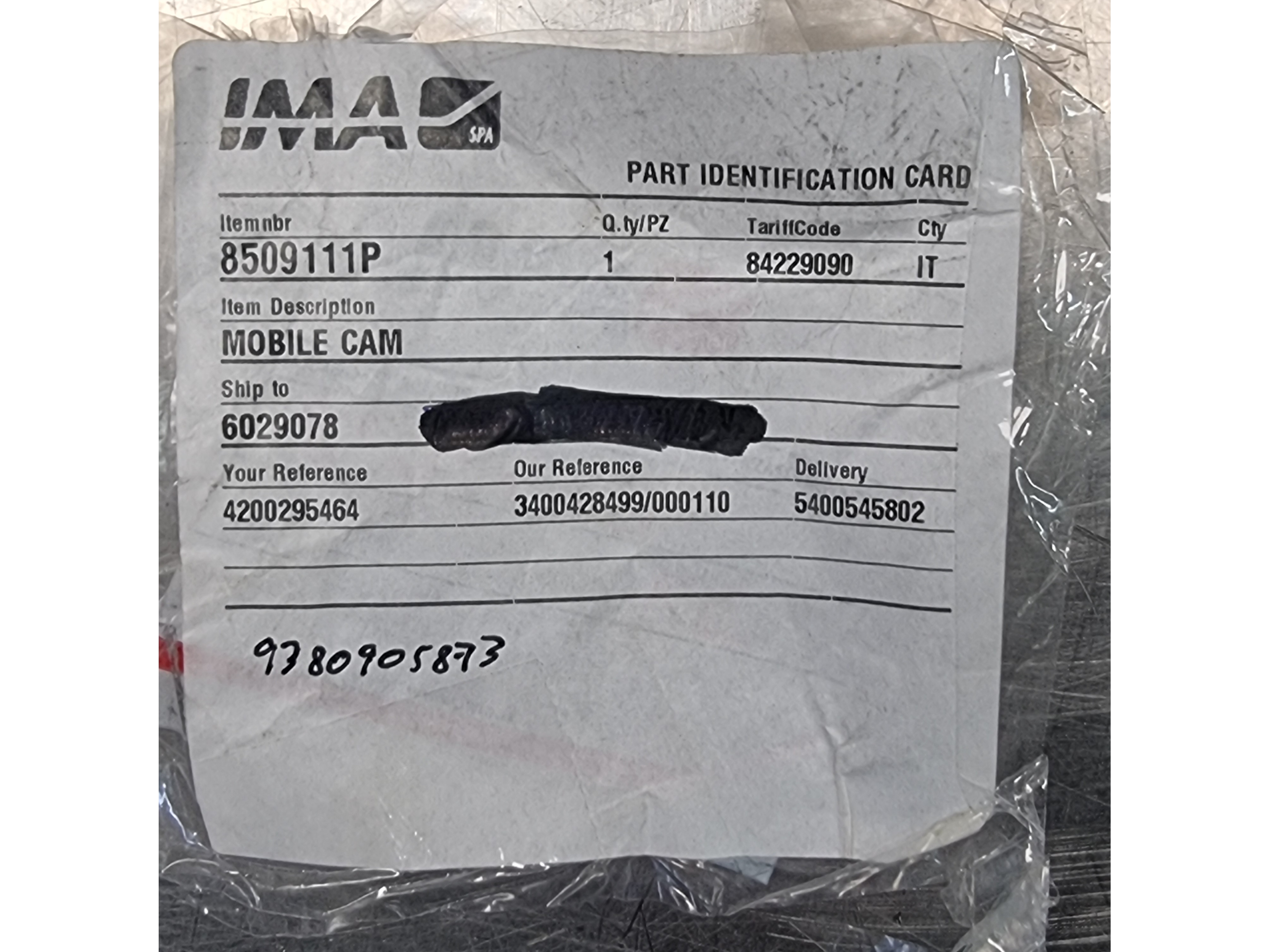 IMA P/N: 8509111P | Mobile Cam for Press