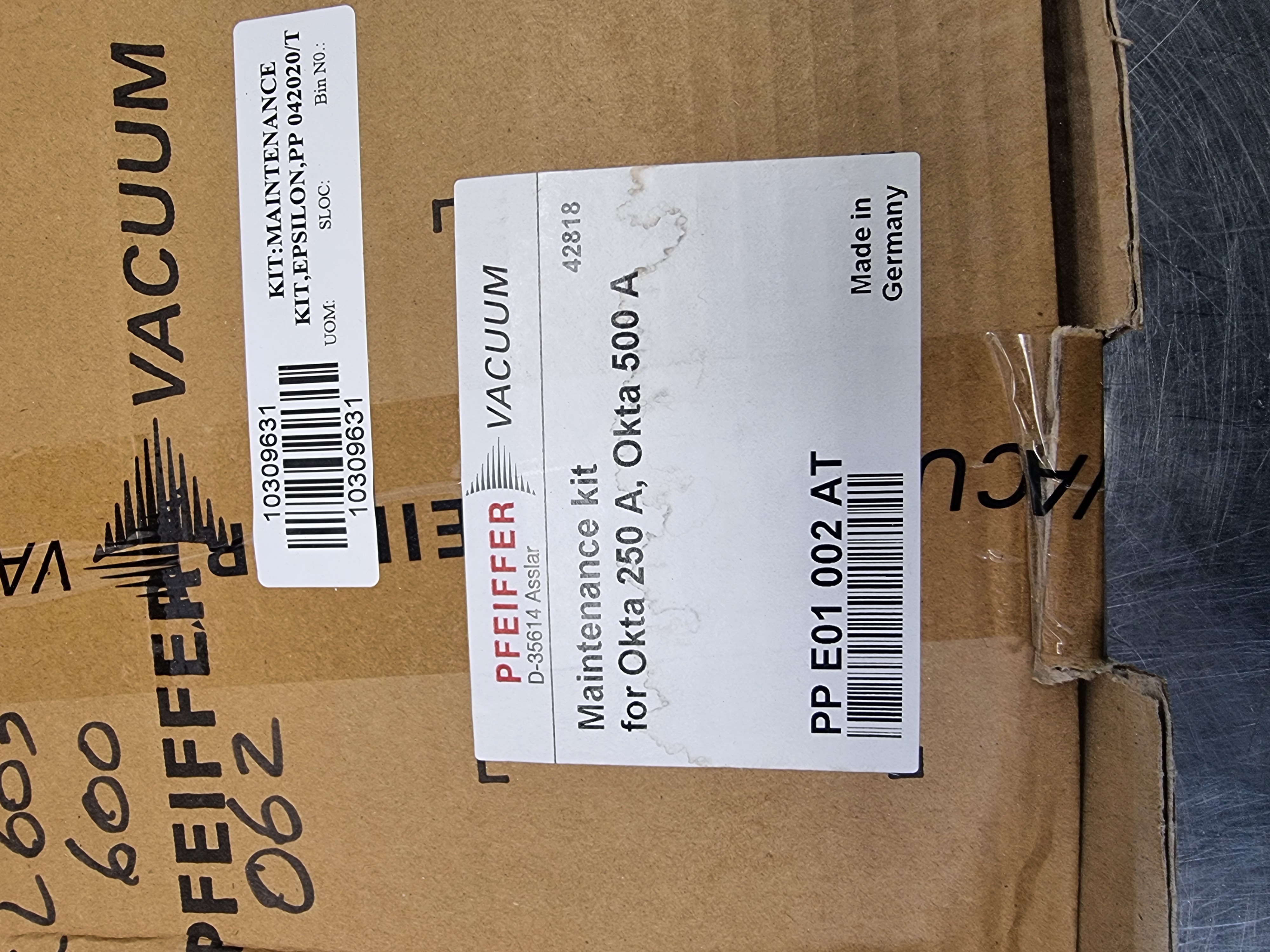 Used Pfeiffer Vacuum Booster Maintenance Kit Okta 250 A and OKTA 500 A  P/N: PP E01 002-AT