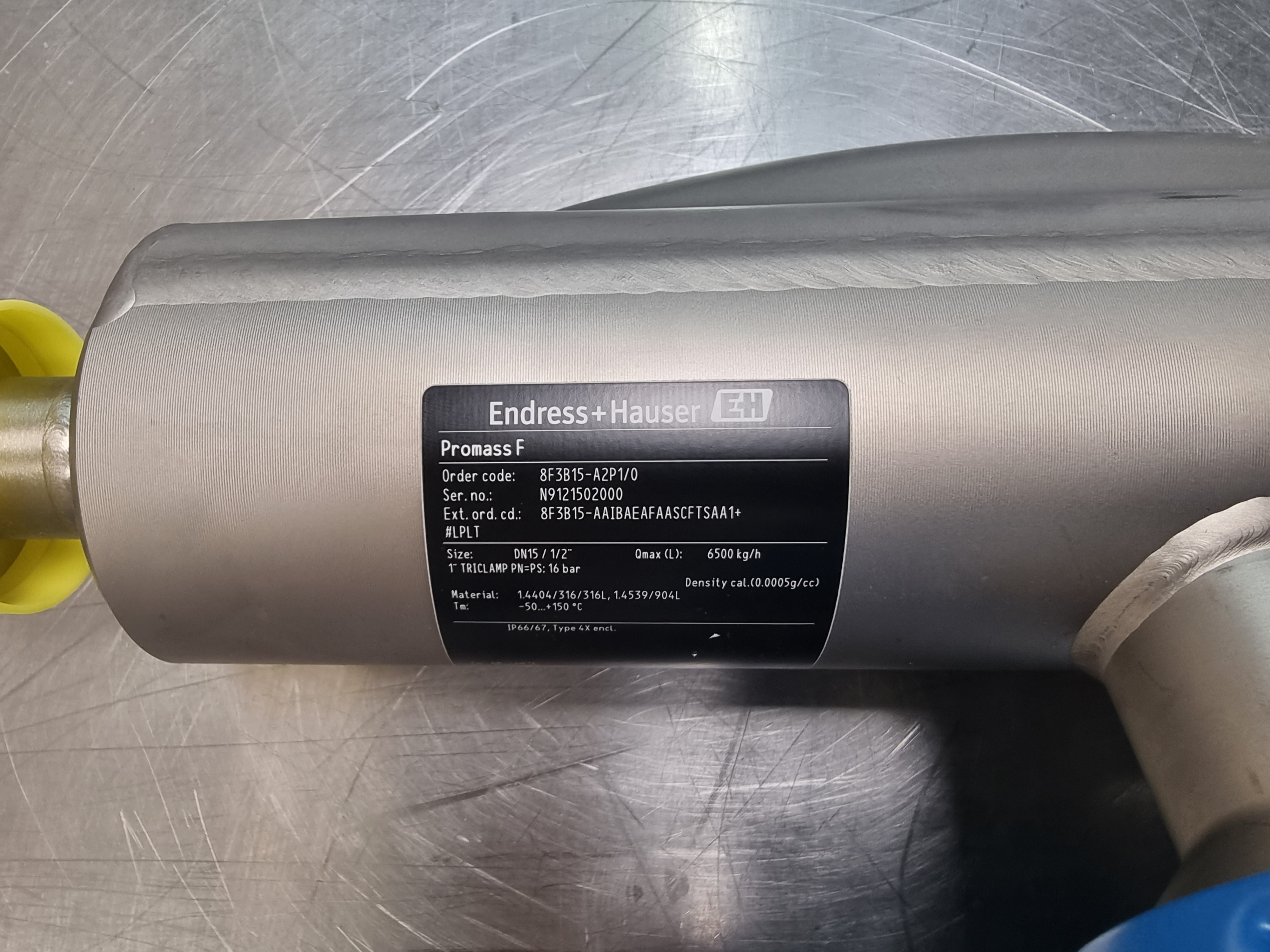 Endress Hauser Promass F Coriolis Flowmeter 8F3B15-A2P1/0 | DN15 / 1/2" Tri Clamp