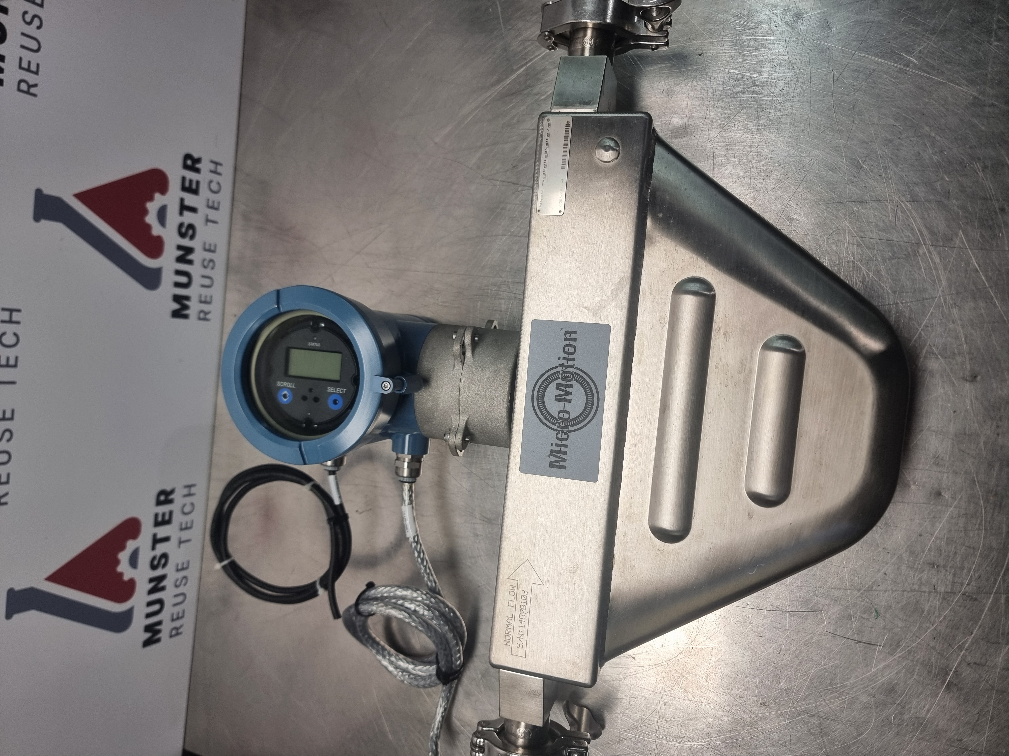Used Micro Motion H100F138NCANEZZZZMC Mass Flow Sensor c/w 2700 Transmitter | 1" Tri Clamp