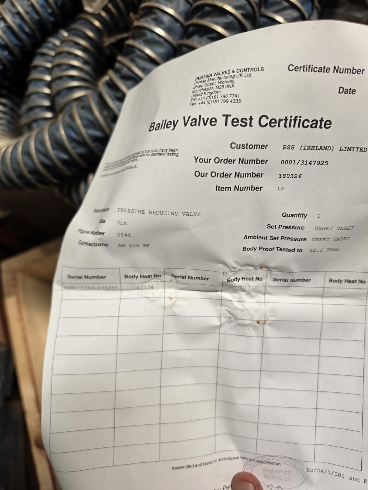 Bailey G4 3" Pressure Reducing Valve 