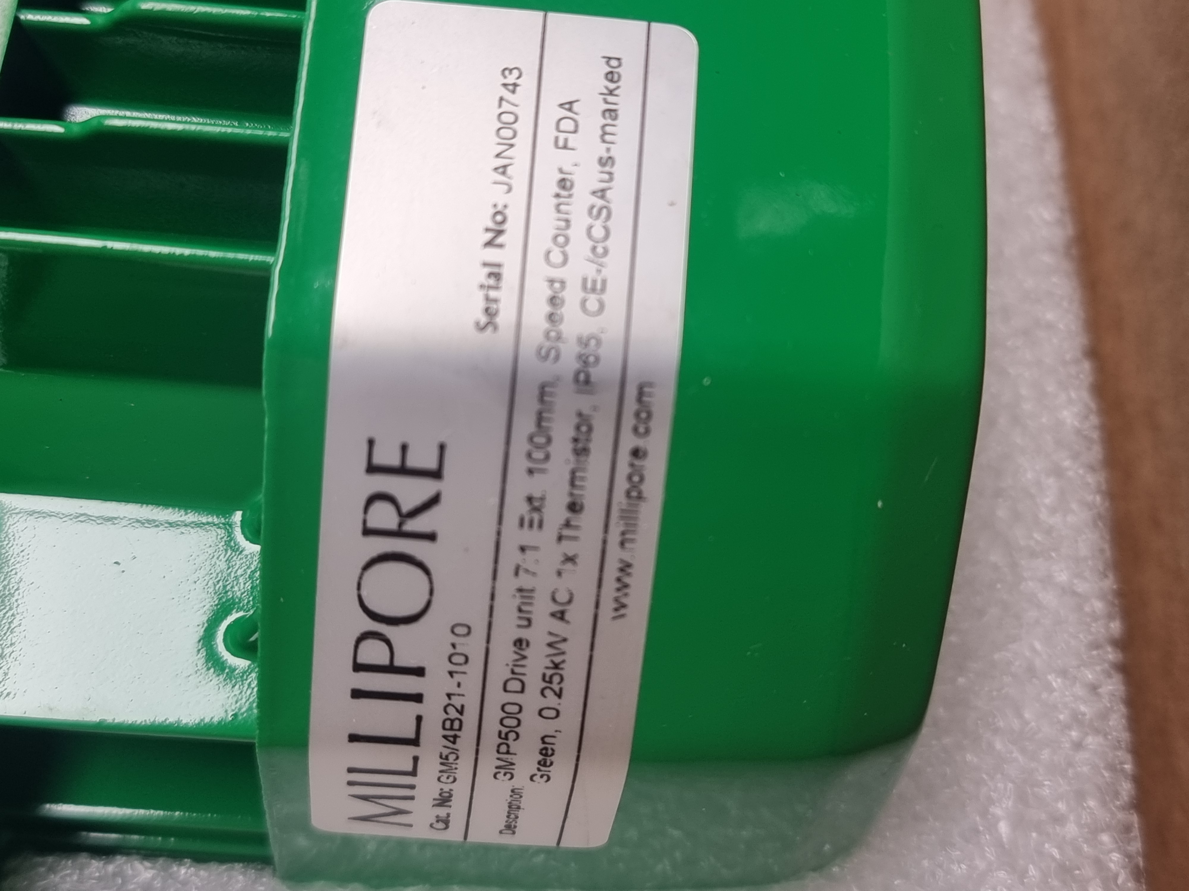 Millipore Novaseptic GMP 500 Drive Unit | P/N: GM5/4B21-1010 | 100mm / 0.25kW