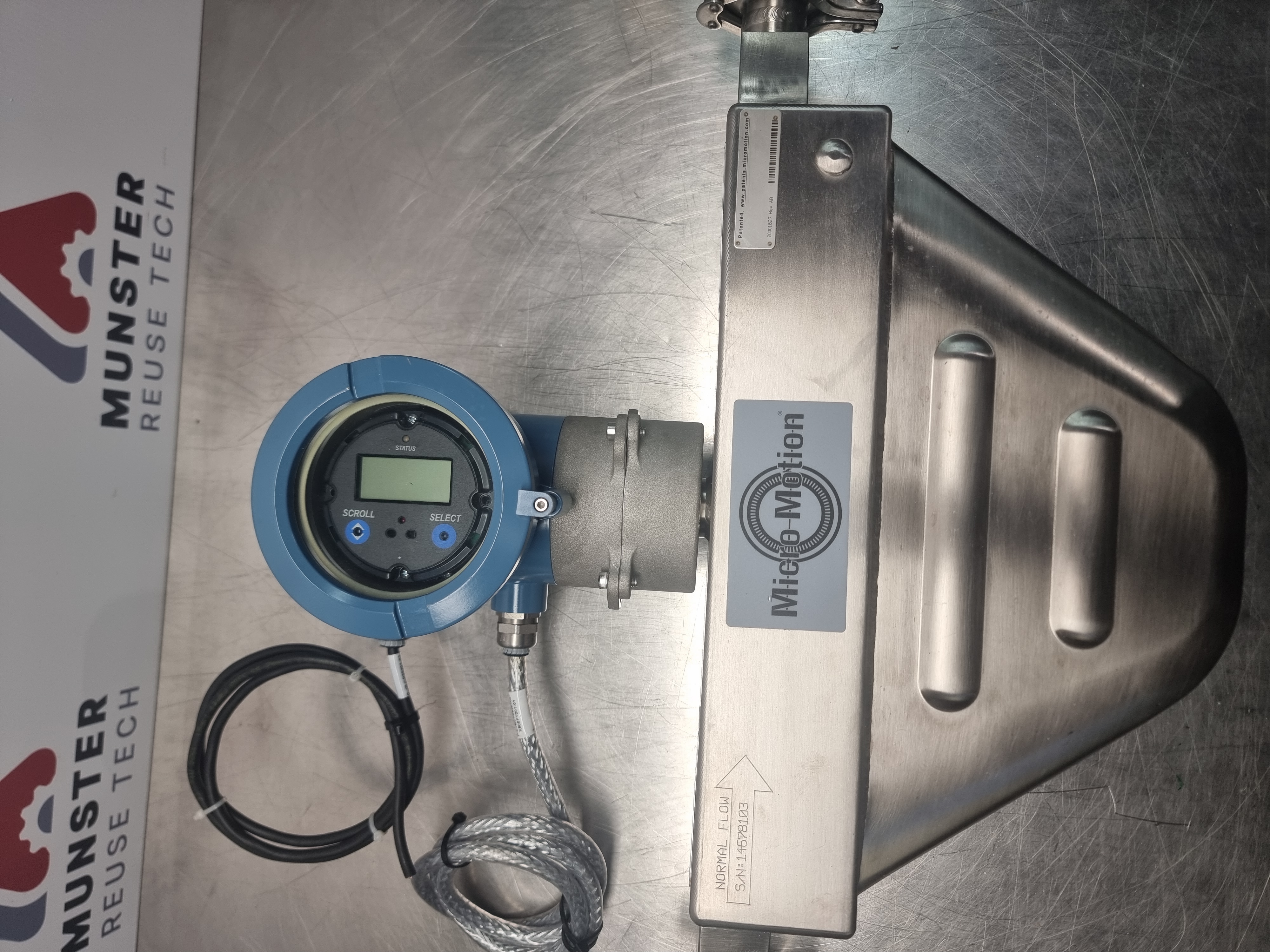 Used Micro Motion H100F138NCANEZZZZMC Mass Flow Sensor c/w 2700 Transmitter | 1" Tri Clamp