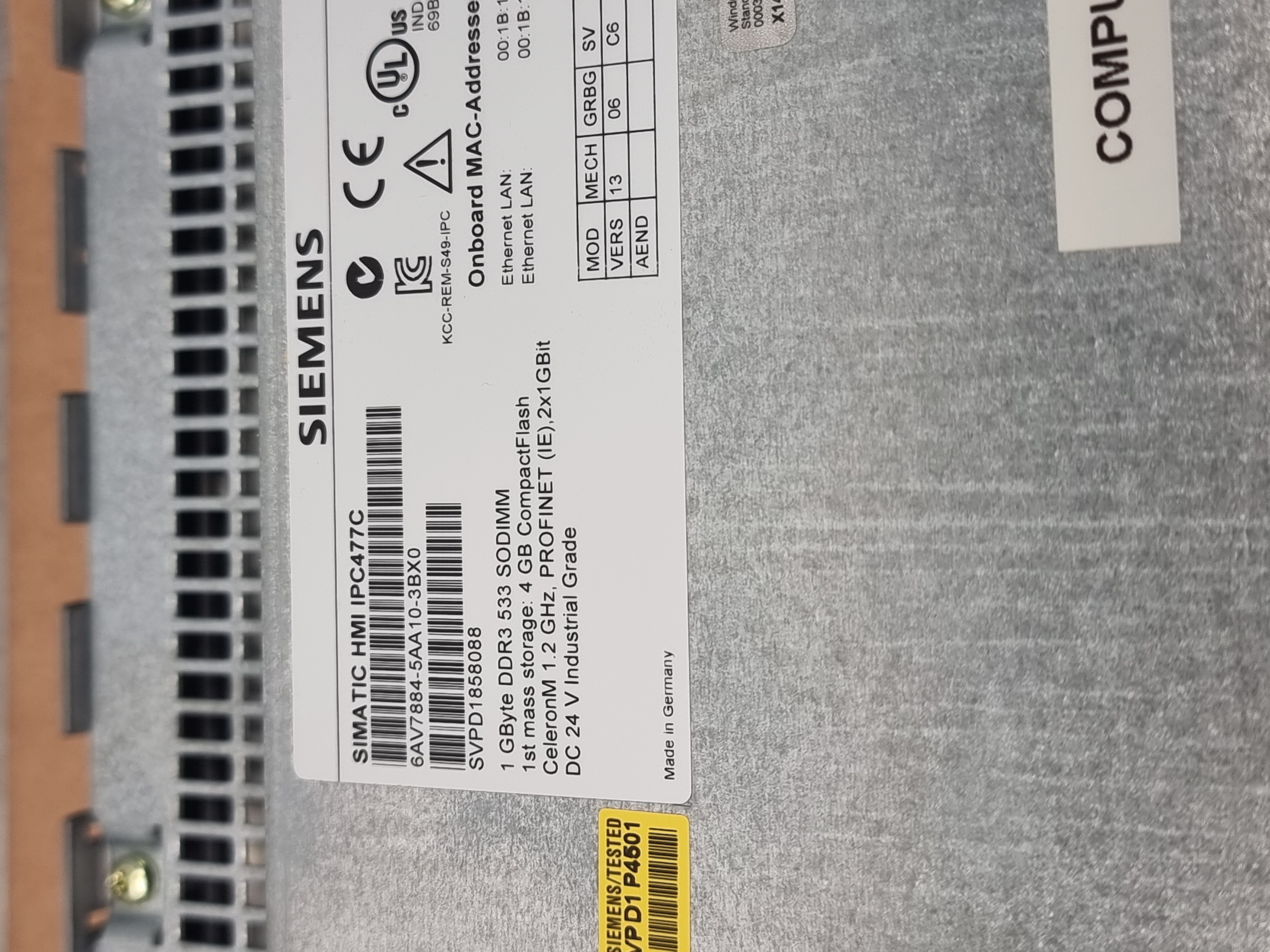 Used Siemens Simatic HMI IPC477C 19" Touch Display PC | 6AV7884-5AA10-3BX0